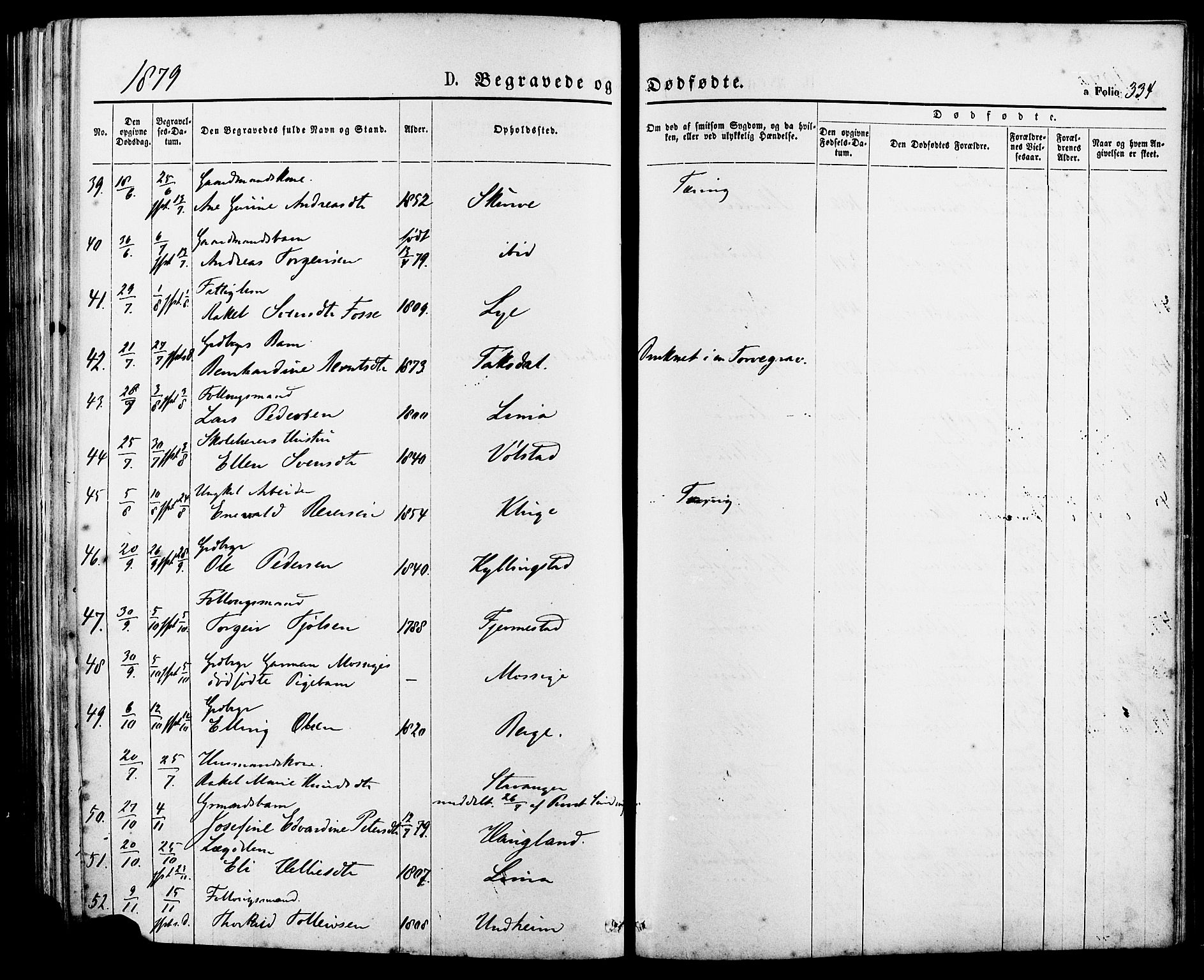 Lye sokneprestkontor, AV/SAST-A-101794/001/30BA/L0008: Parish register (official) no. A 7, 1872-1881, p. 334