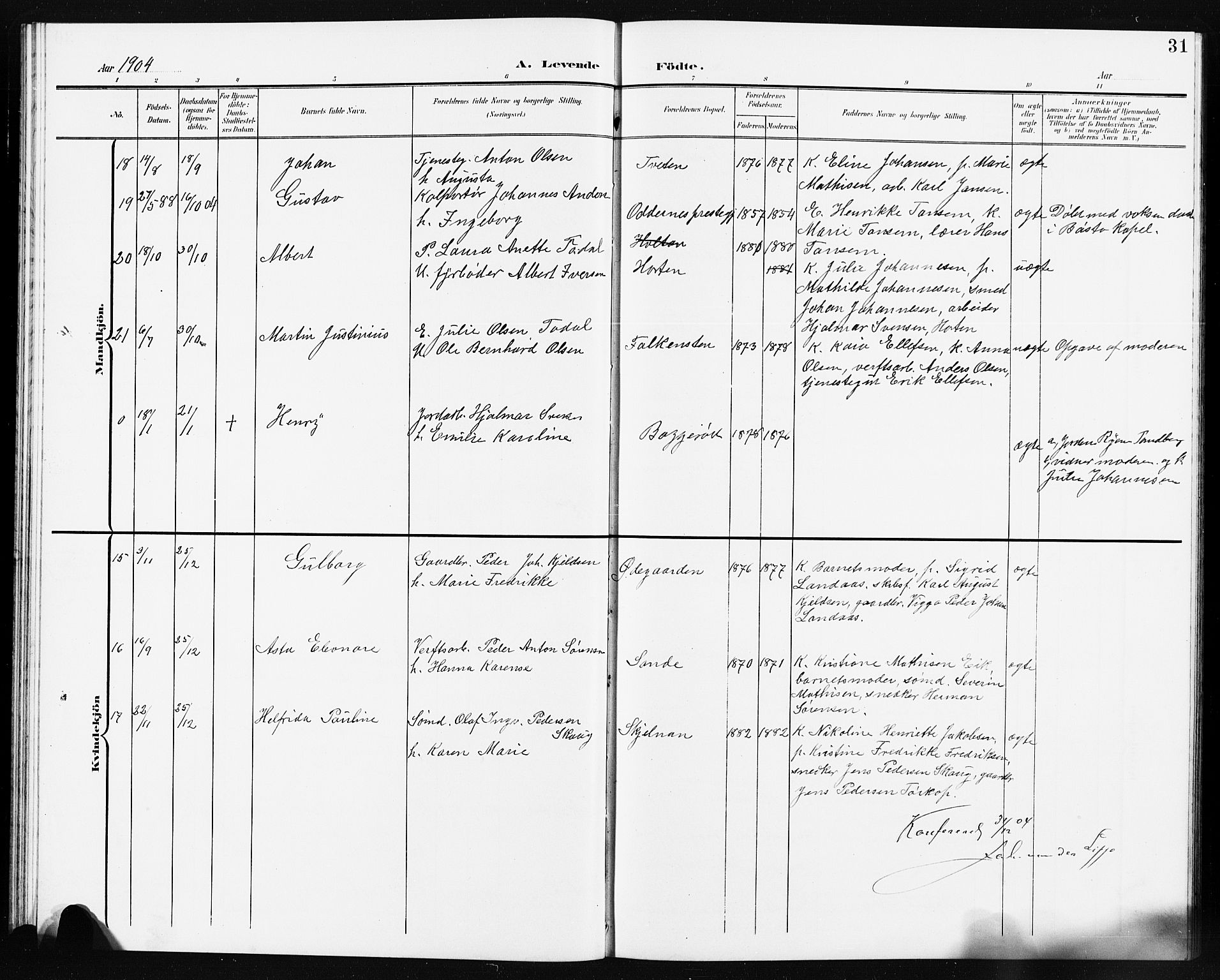 Borre kirkebøker, AV/SAKO-A-338/G/Ga/L0005: Parish register (copy) no. I 5, 1898-1910, p. 31