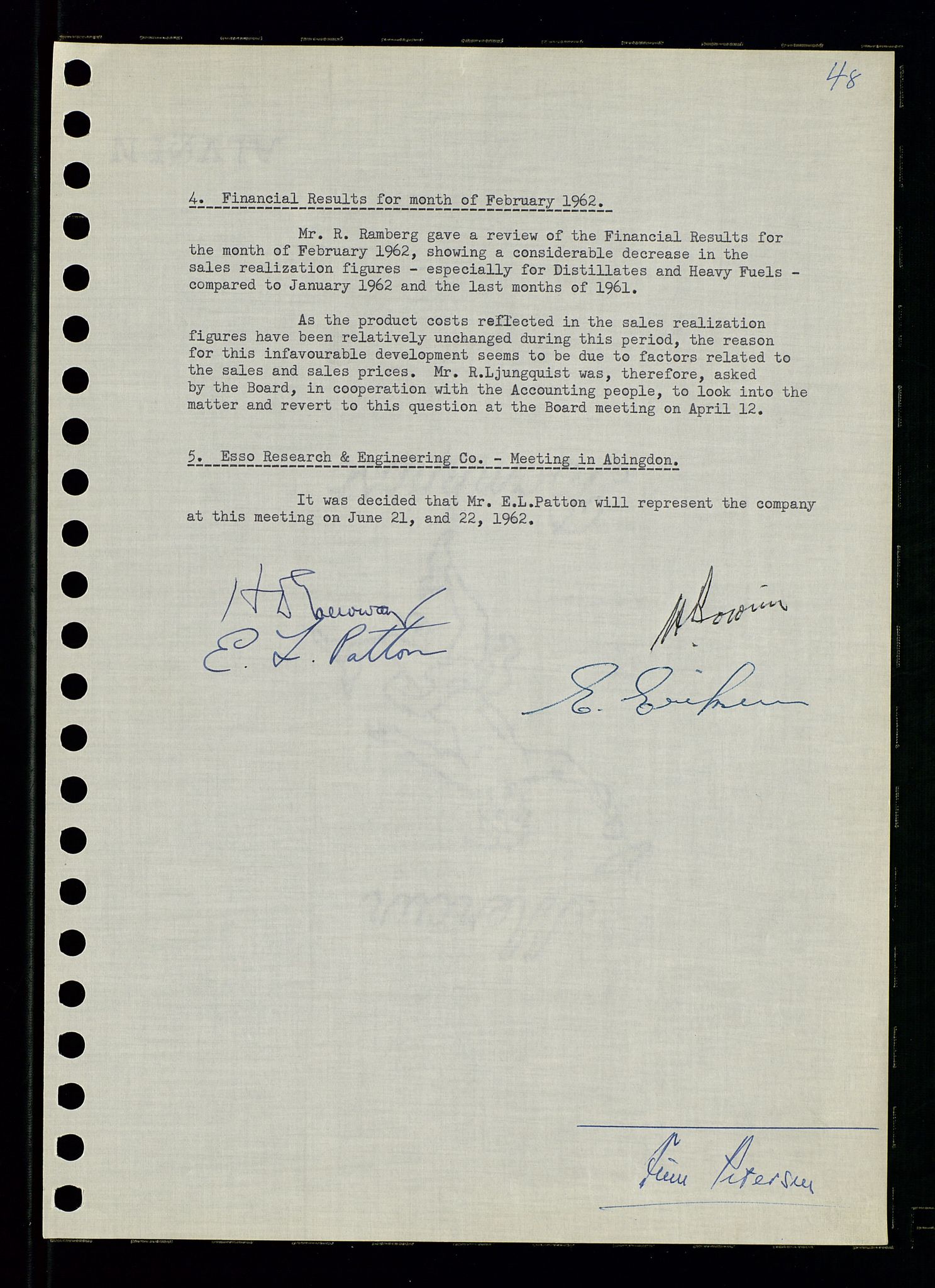 Pa 0982 - Esso Norge A/S, AV/SAST-A-100448/A/Aa/L0001/0003: Den administrerende direksjon Board minutes (styrereferater) / Den administrerende direksjon Board minutes (styrereferater), 1962, p. 48