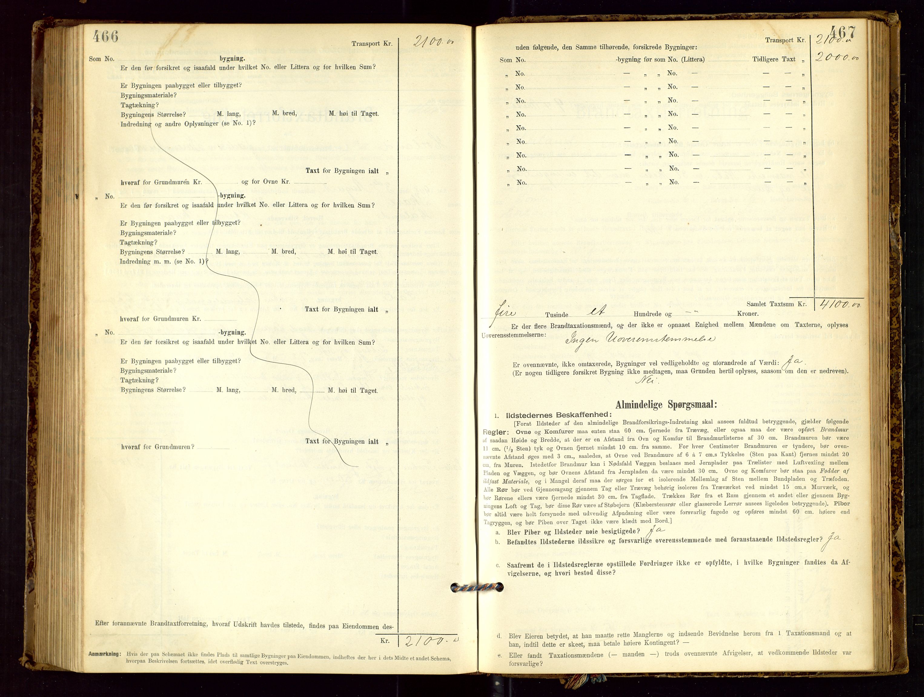 Høyland/Sandnes lensmannskontor, SAST/A-100166/Gob/L0001: "Brandtaxtprotokol", 1890-1913, p. 466-467