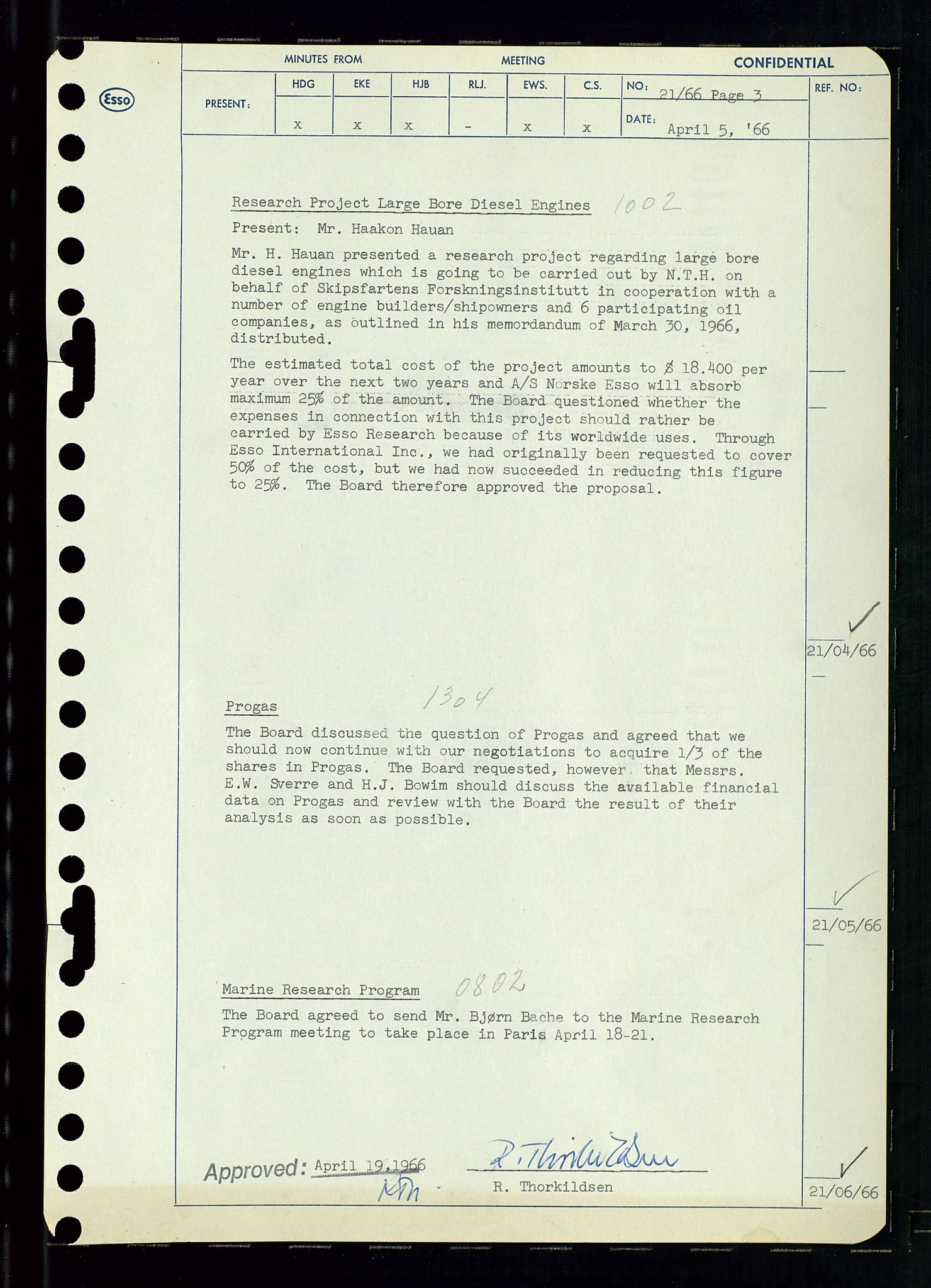 Pa 0982 - Esso Norge A/S, AV/SAST-A-100448/A/Aa/L0002/0002: Den administrerende direksjon Board minutes (styrereferater) / Den administrerende direksjon Board minutes (styrereferater), 1966, p. 49