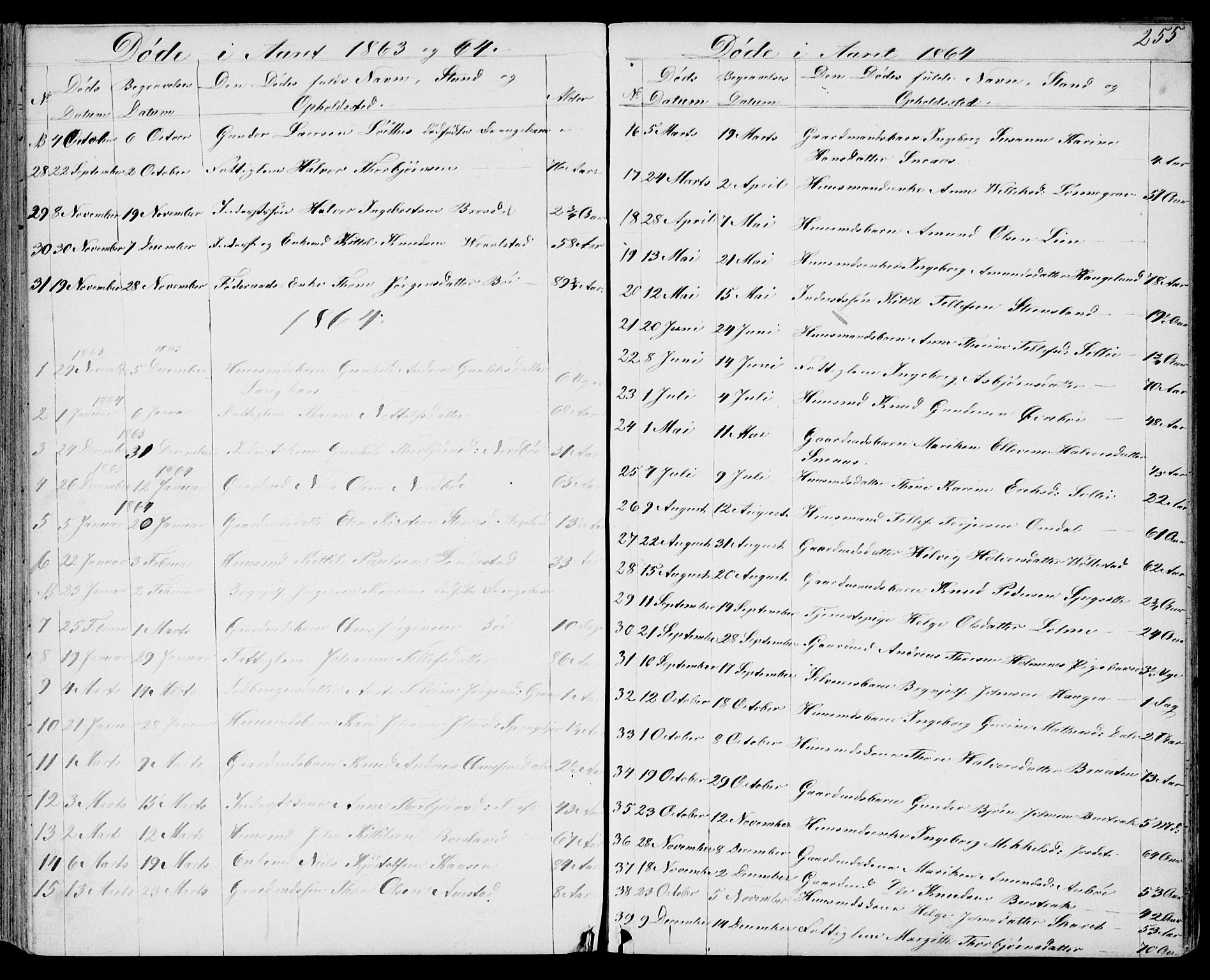 Drangedal kirkebøker, SAKO/A-258/G/Gb/L0001: Parish register (copy) no. II 1, 1856-1894, p. 255