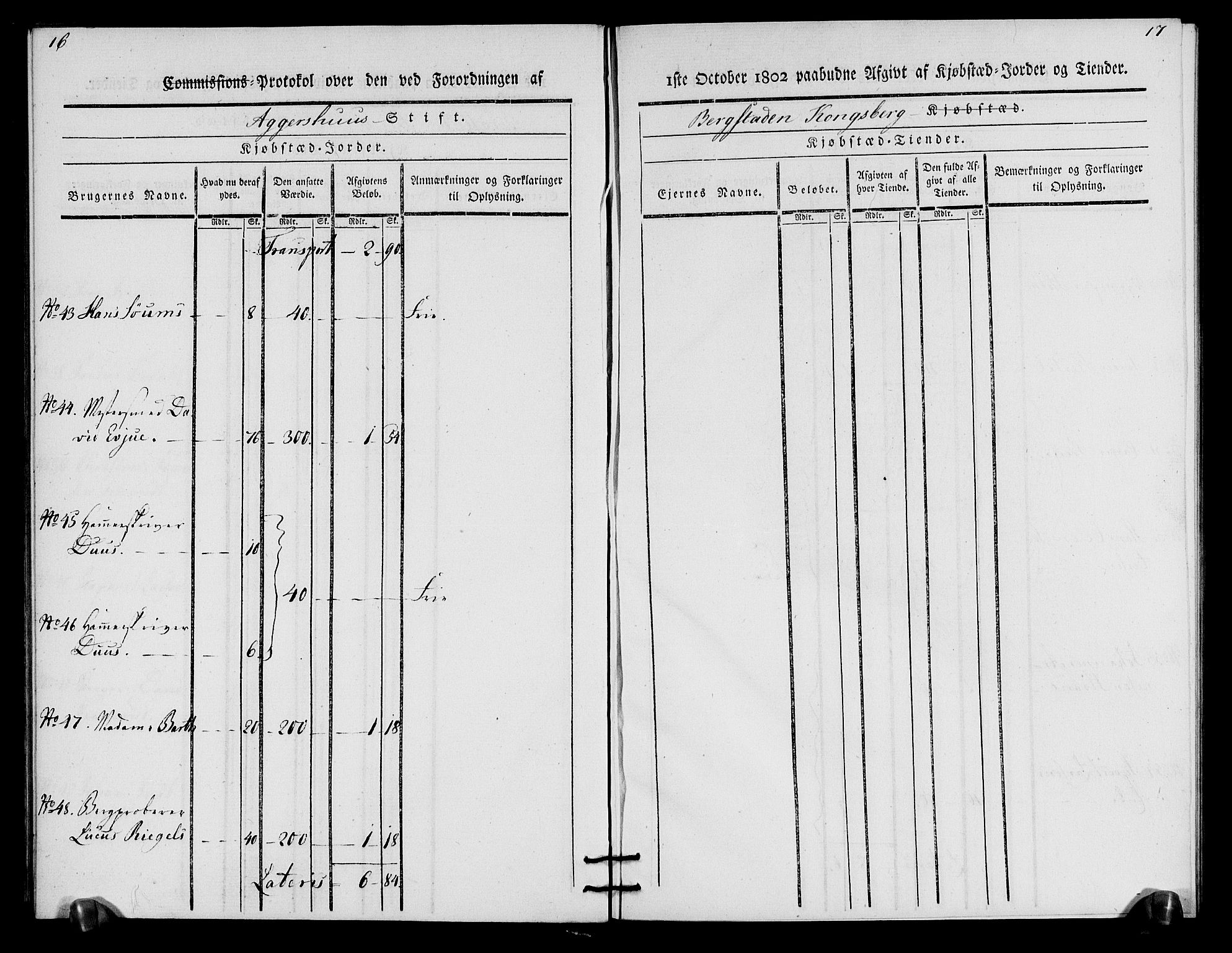 Rentekammeret inntil 1814, Realistisk ordnet avdeling, AV/RA-EA-4070/N/Ne/Nea/L0057b: Numedal og Sandsvær fogderi. Oppebørselsregister for Kongsberg bergstad, 1803-1804, p. 10