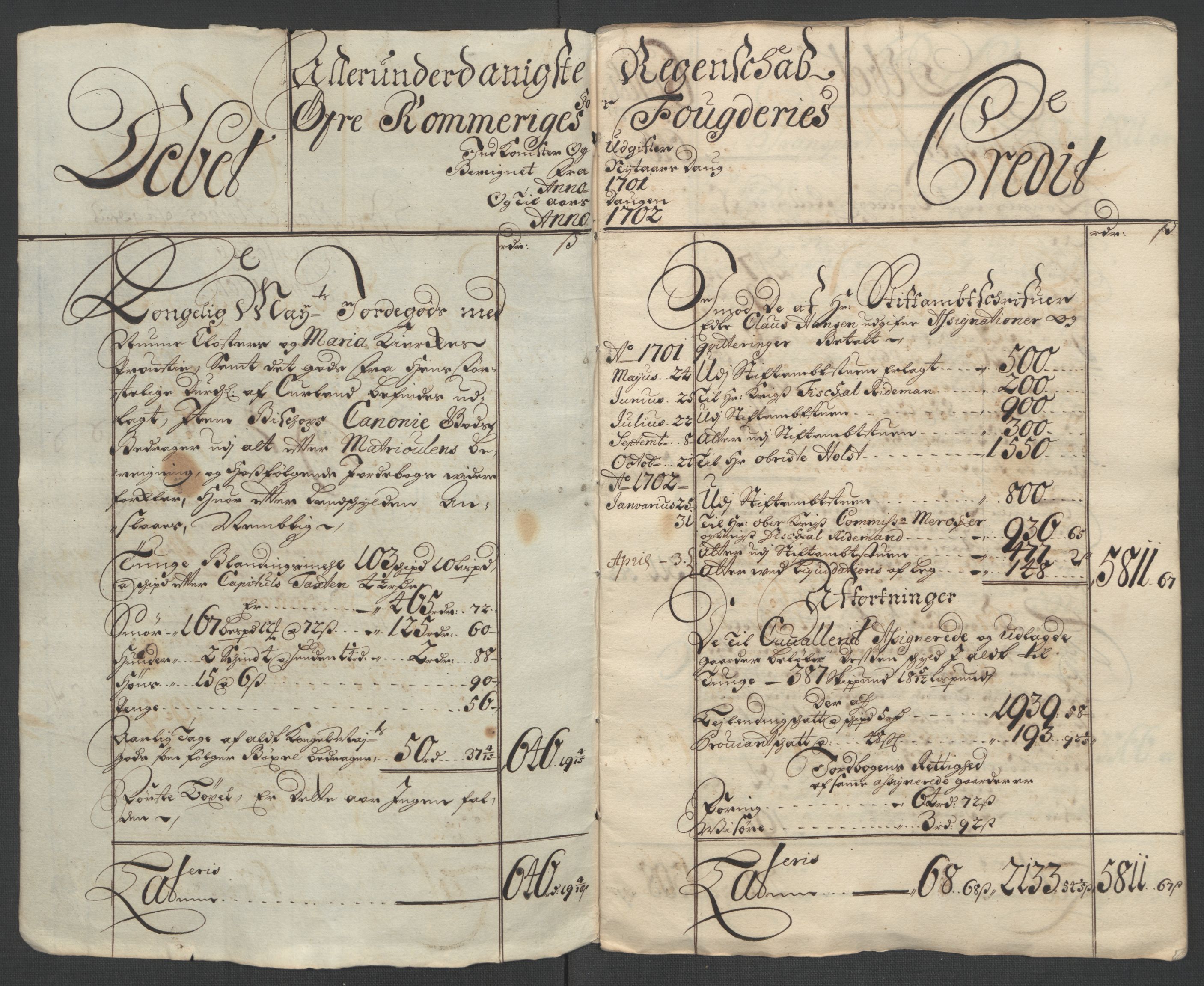 Rentekammeret inntil 1814, Reviderte regnskaper, Fogderegnskap, RA/EA-4092/R12/L0713: Fogderegnskap Øvre Romerike, 1701, p. 5