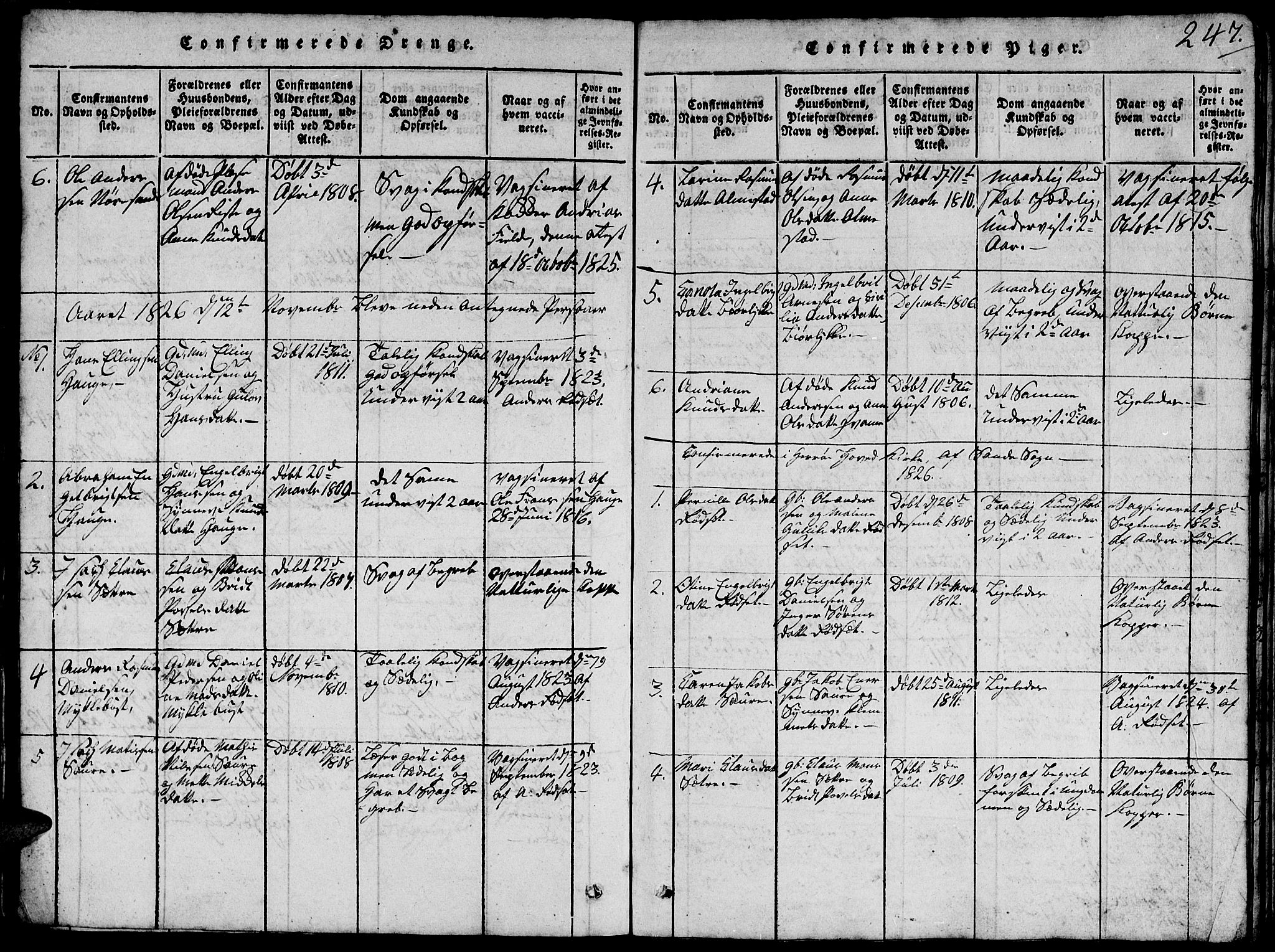 Ministerialprotokoller, klokkerbøker og fødselsregistre - Møre og Romsdal, SAT/A-1454/503/L0046: Parish register (copy) no. 503C01, 1816-1842, p. 247