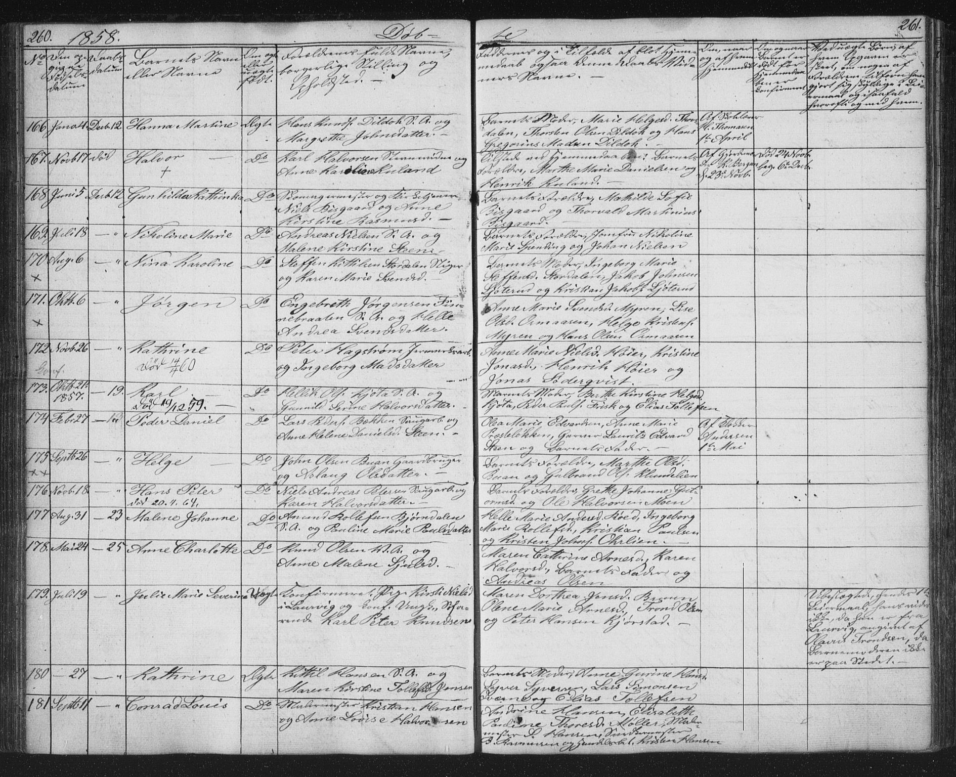 Kongsberg kirkebøker, AV/SAKO-A-22/G/Ga/L0002: Parish register (copy) no. 2, 1839-1858, p. 260-261