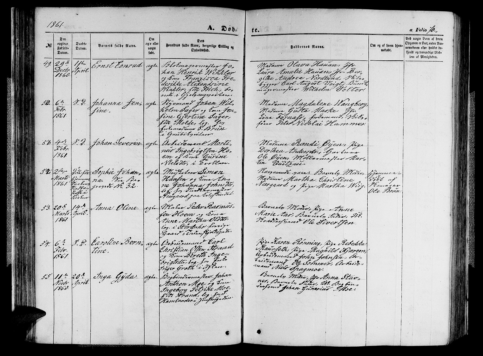 Ministerialprotokoller, klokkerbøker og fødselsregistre - Sør-Trøndelag, AV/SAT-A-1456/602/L0139: Parish register (copy) no. 602C07, 1859-1864, p. 70