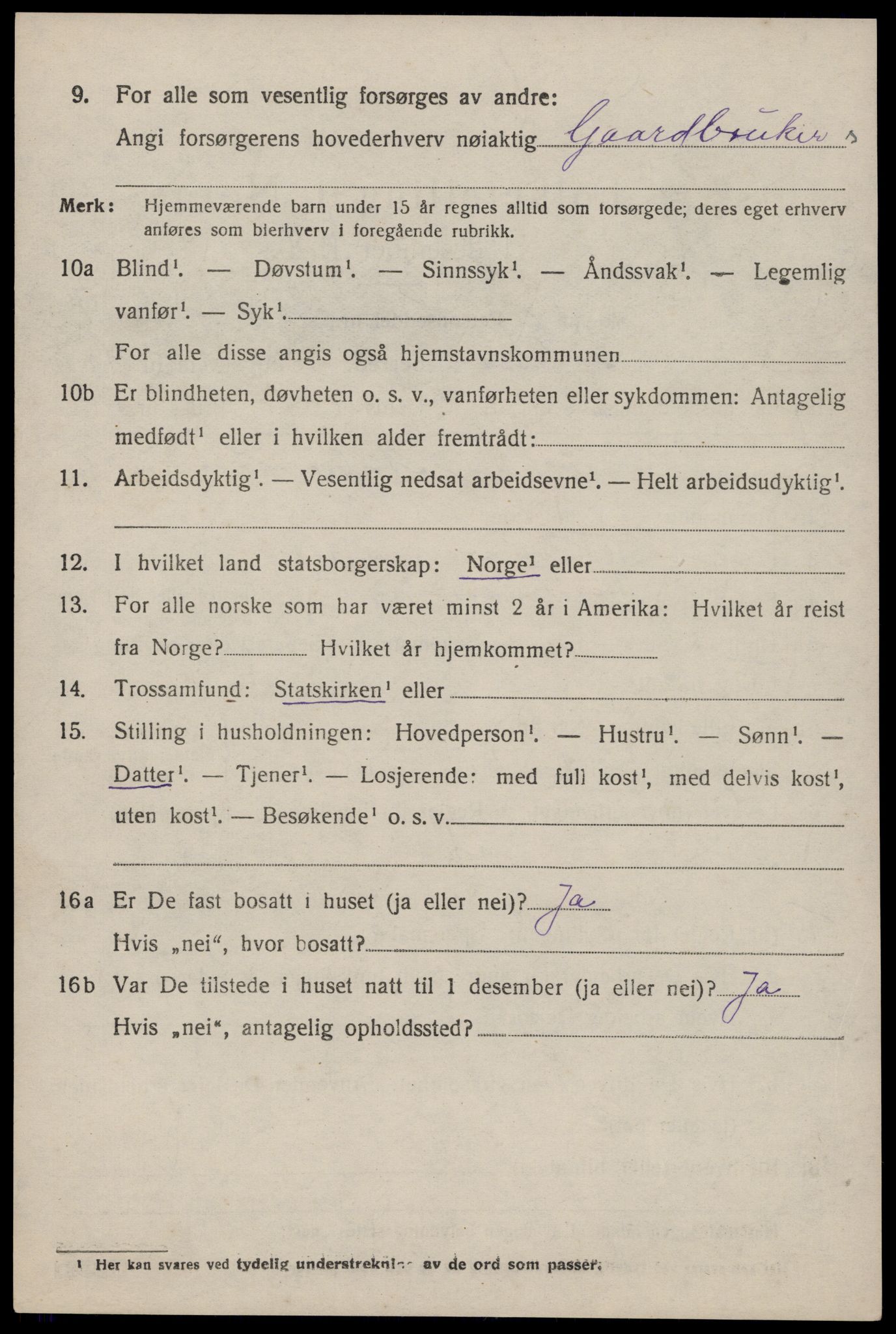 SAST, 1920 census for Jelsa, 1920, p. 2607