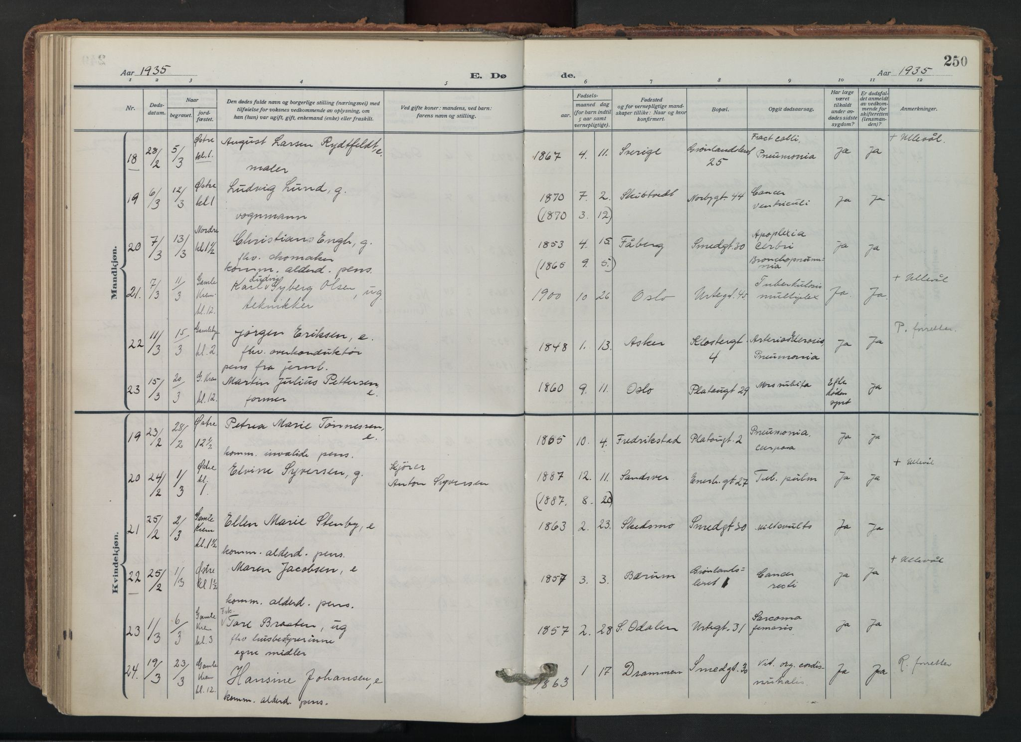 Grønland prestekontor Kirkebøker, AV/SAO-A-10848/F/Fa/L0019: Parish register (official) no. 19, 1918-1938, p. 250