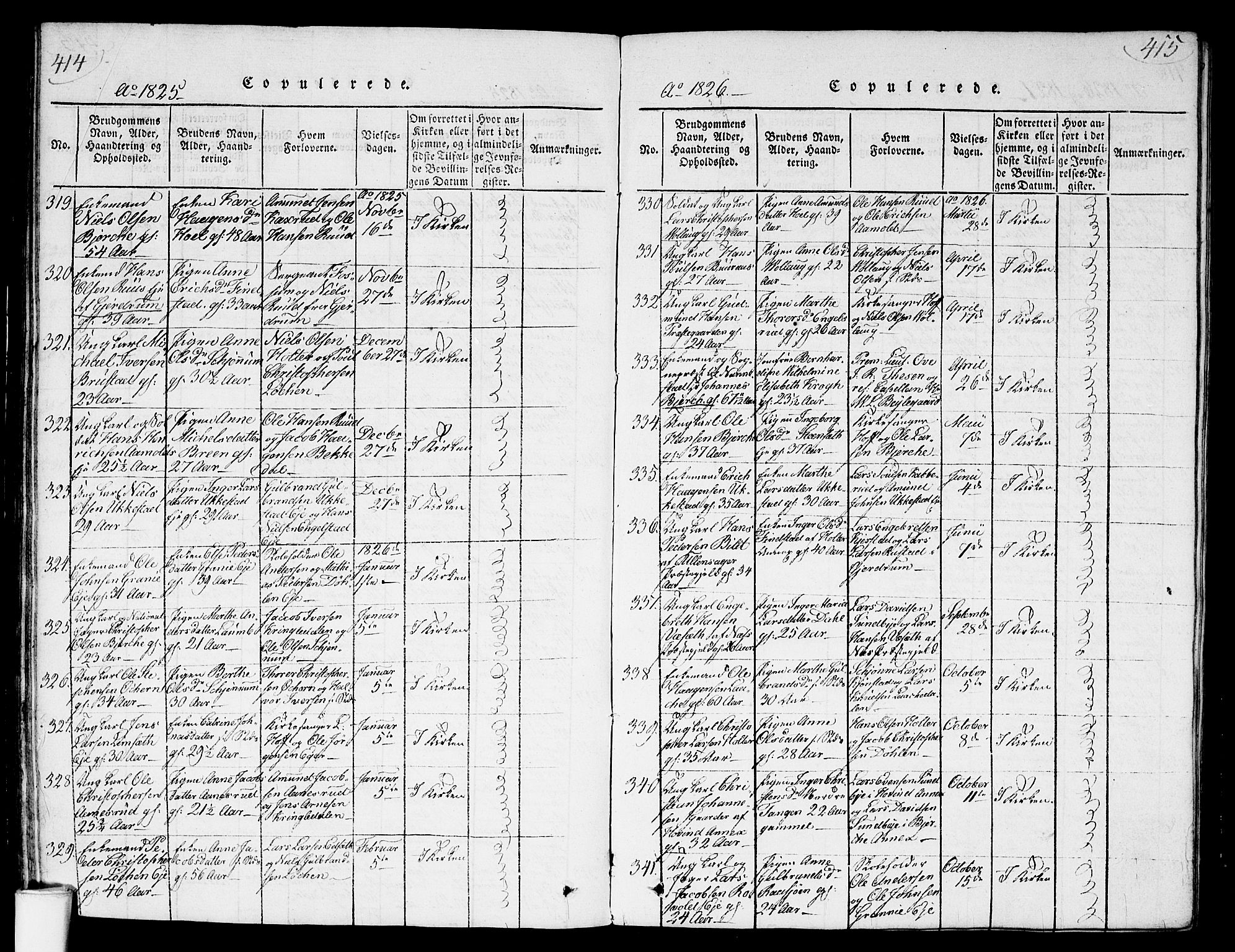 Nannestad prestekontor Kirkebøker, AV/SAO-A-10414a/G/Ga/L0001: Parish register (copy) no. I 1, 1815-1839, p. 414-415