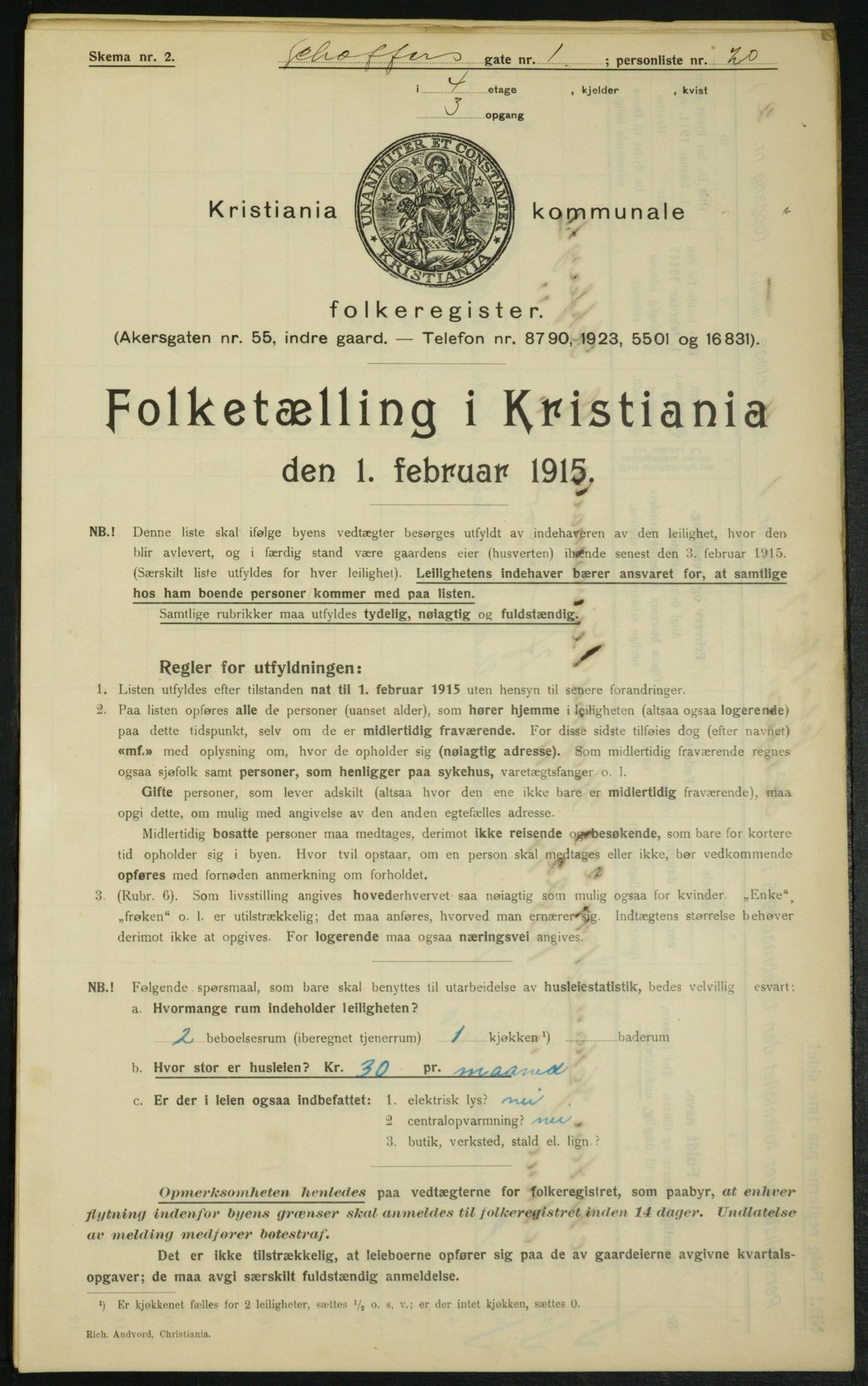 OBA, Municipal Census 1915 for Kristiania, 1915, p. 92696