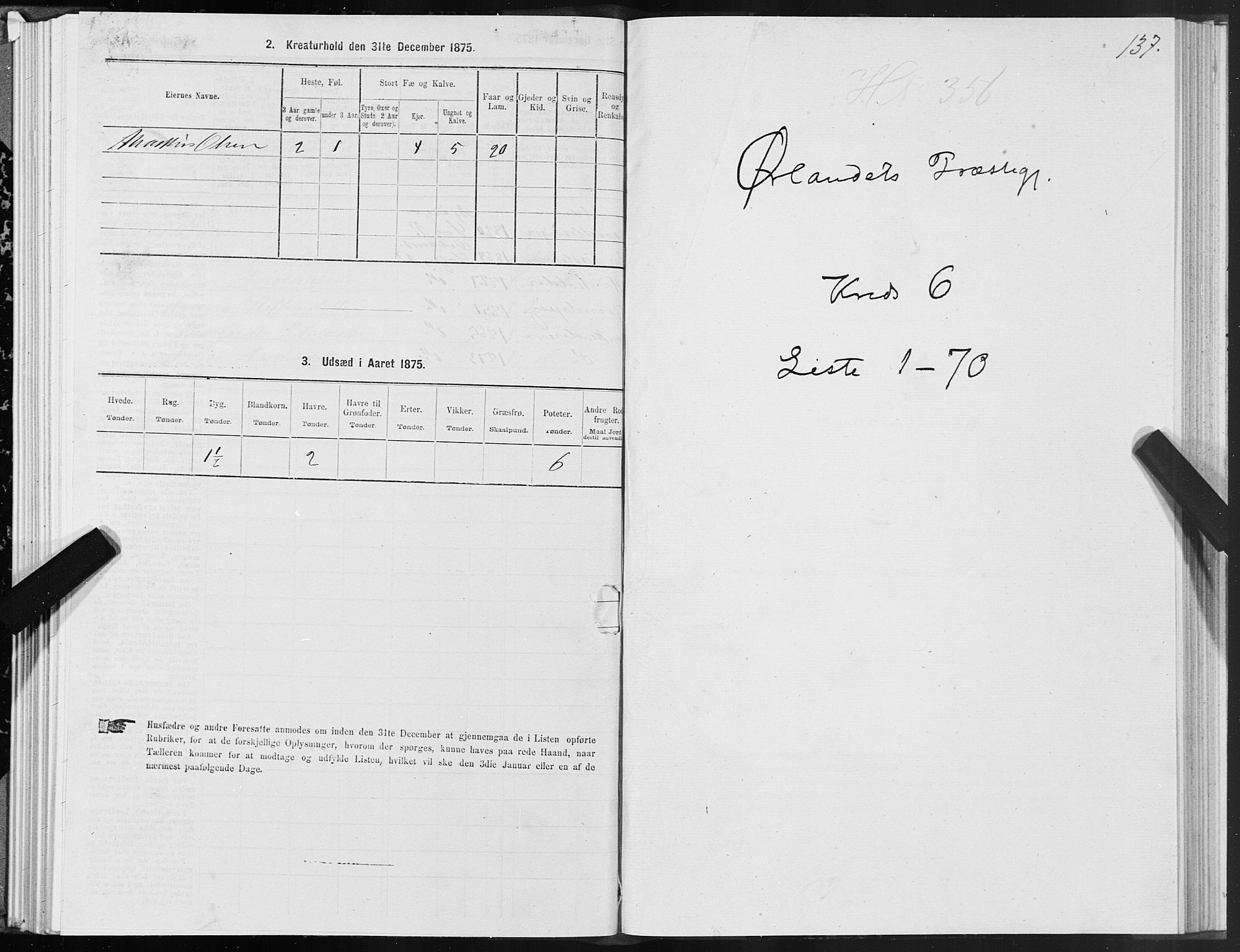 SAT, 1875 census for 1621P Ørland, 1875, p. 3137