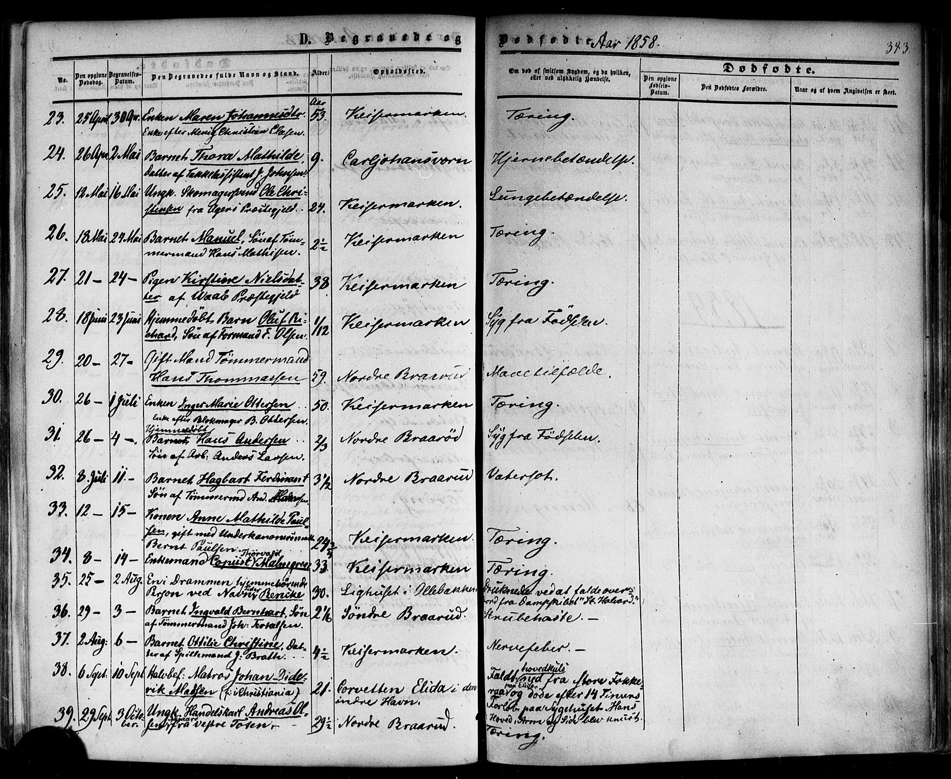 Horten kirkebøker, AV/SAKO-A-348/F/Fa/L0001: Parish register (official) no. 1, 1855-1871, p. 343