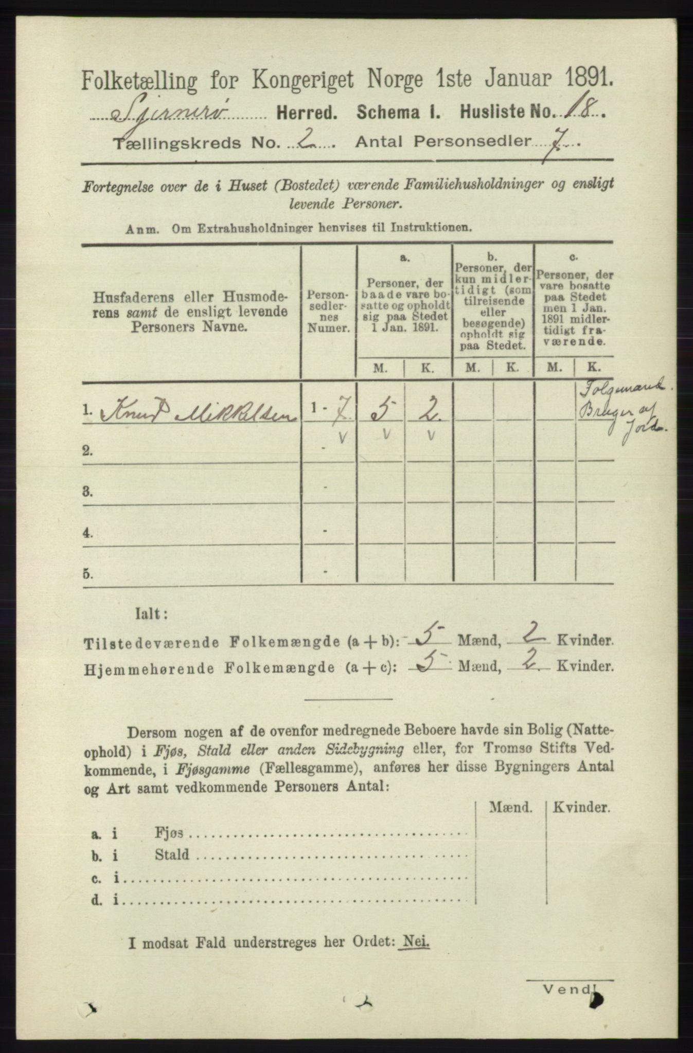 RA, 1891 census for 1140 Sjernarøy, 1891, p. 238