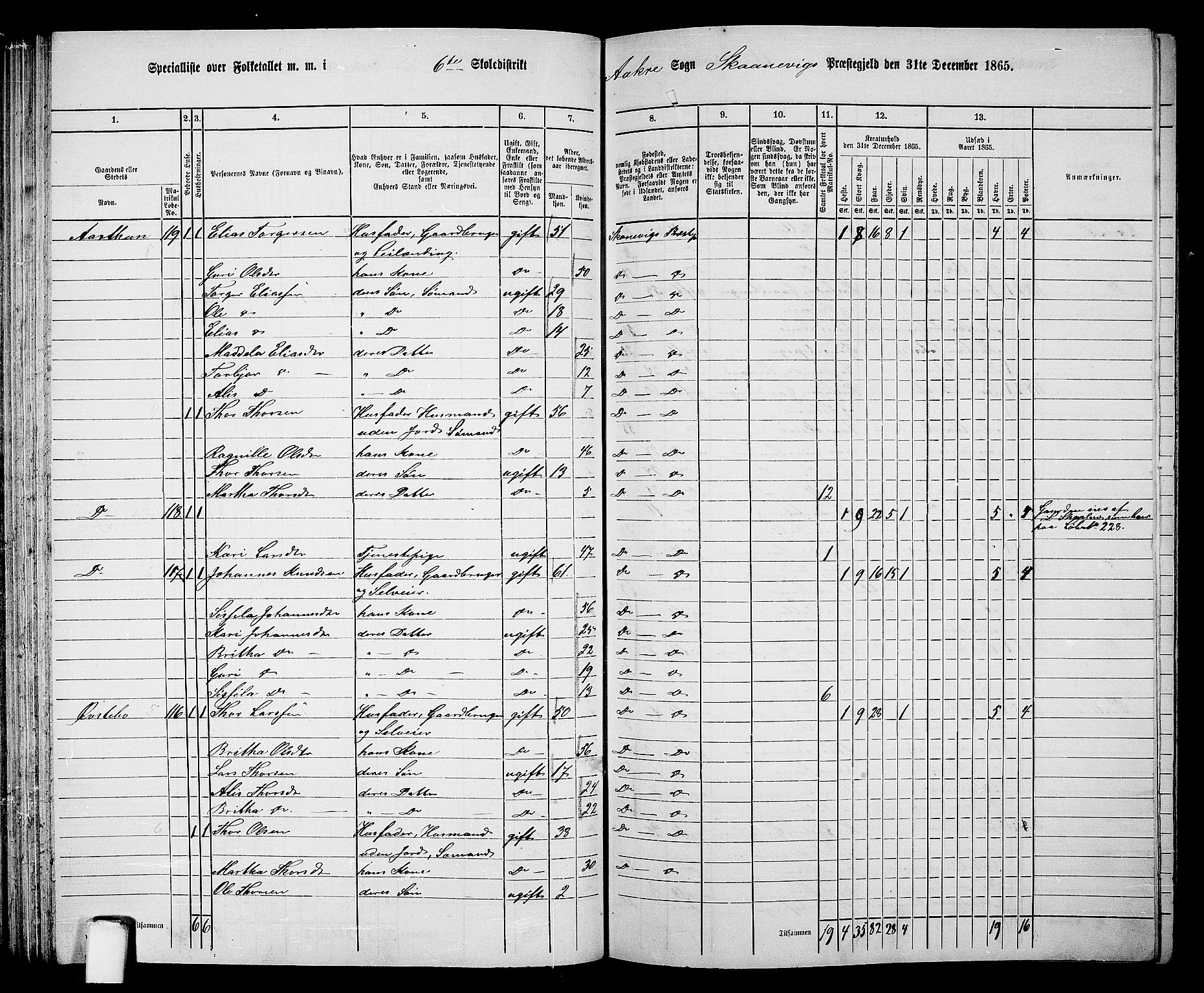 RA, 1865 census for Skånevik, 1865, p. 91