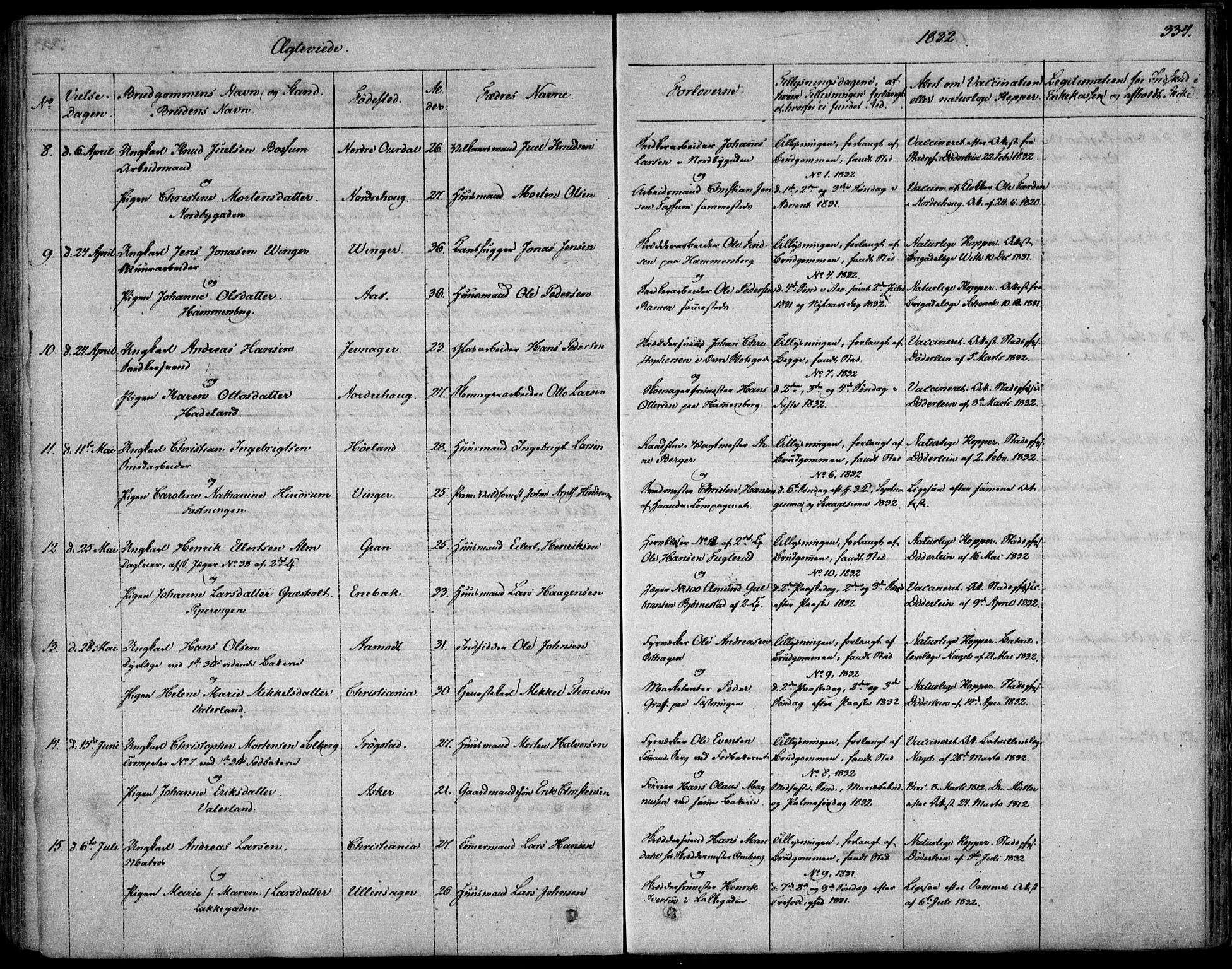 Garnisonsmenigheten Kirkebøker, SAO/A-10846/F/Fa/L0006: Parish register (official) no. 6, 1828-1841, p. 334