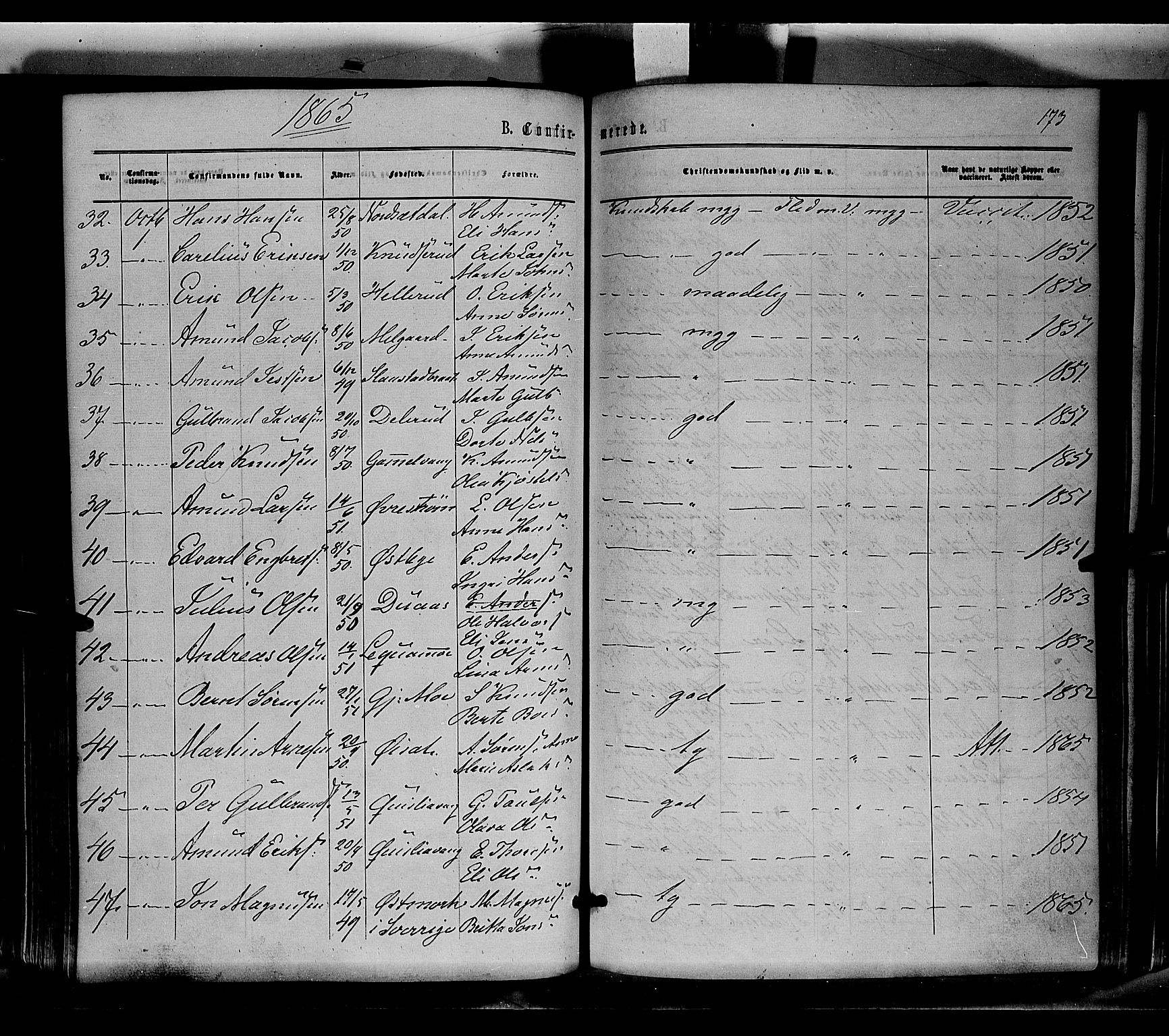 Sør-Odal prestekontor, AV/SAH-PREST-030/H/Ha/Haa/L0003: Parish register (official) no. 3, 1864-1870, p. 173