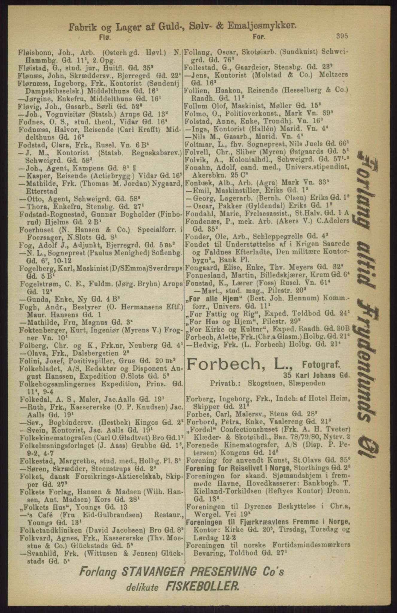 Kristiania/Oslo adressebok, PUBL/-, 1911, p. 395