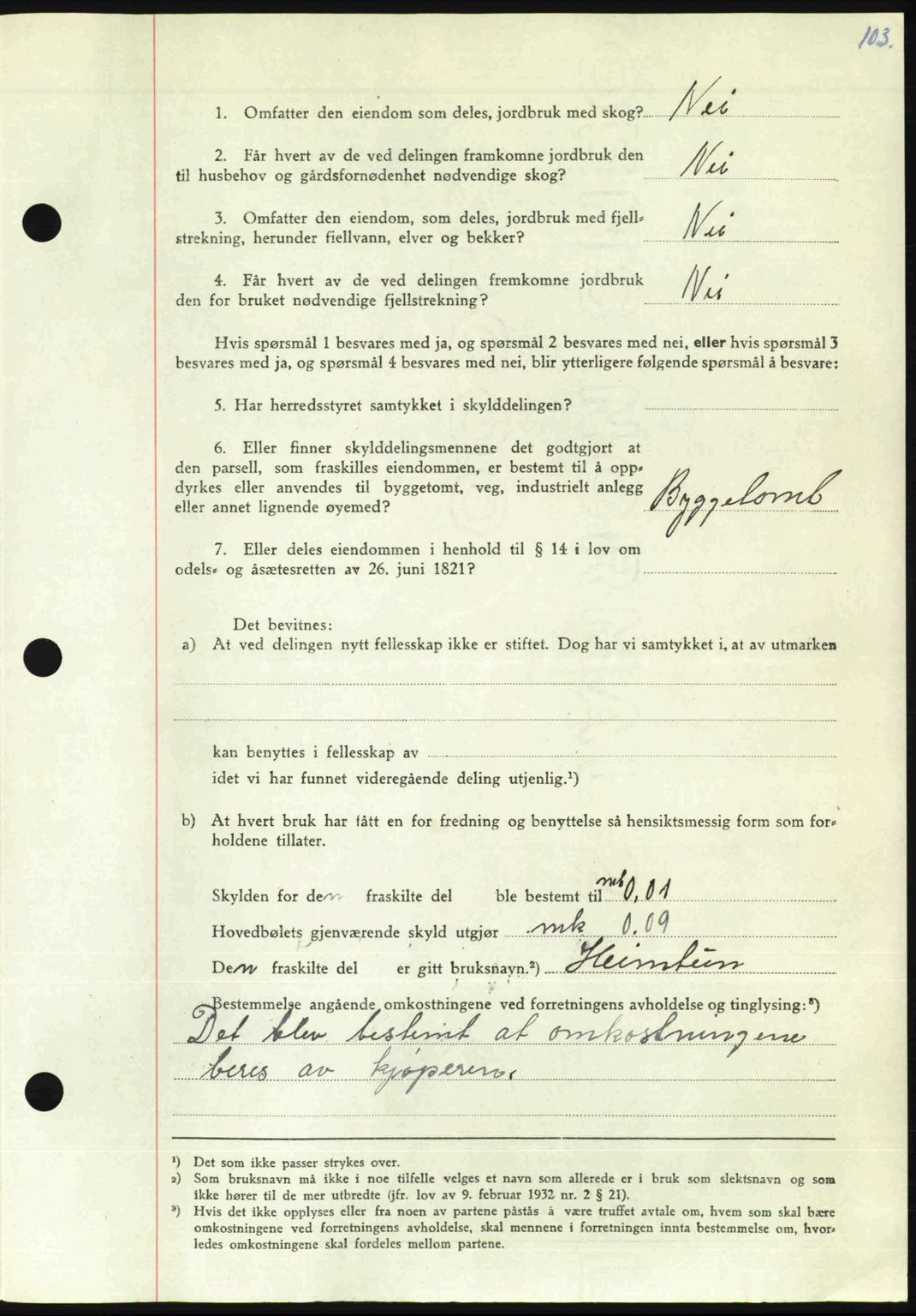 Nordmøre sorenskriveri, AV/SAT-A-4132/1/2/2Ca: Mortgage book no. A105, 1947-1947, Diary no: : 1309/1947