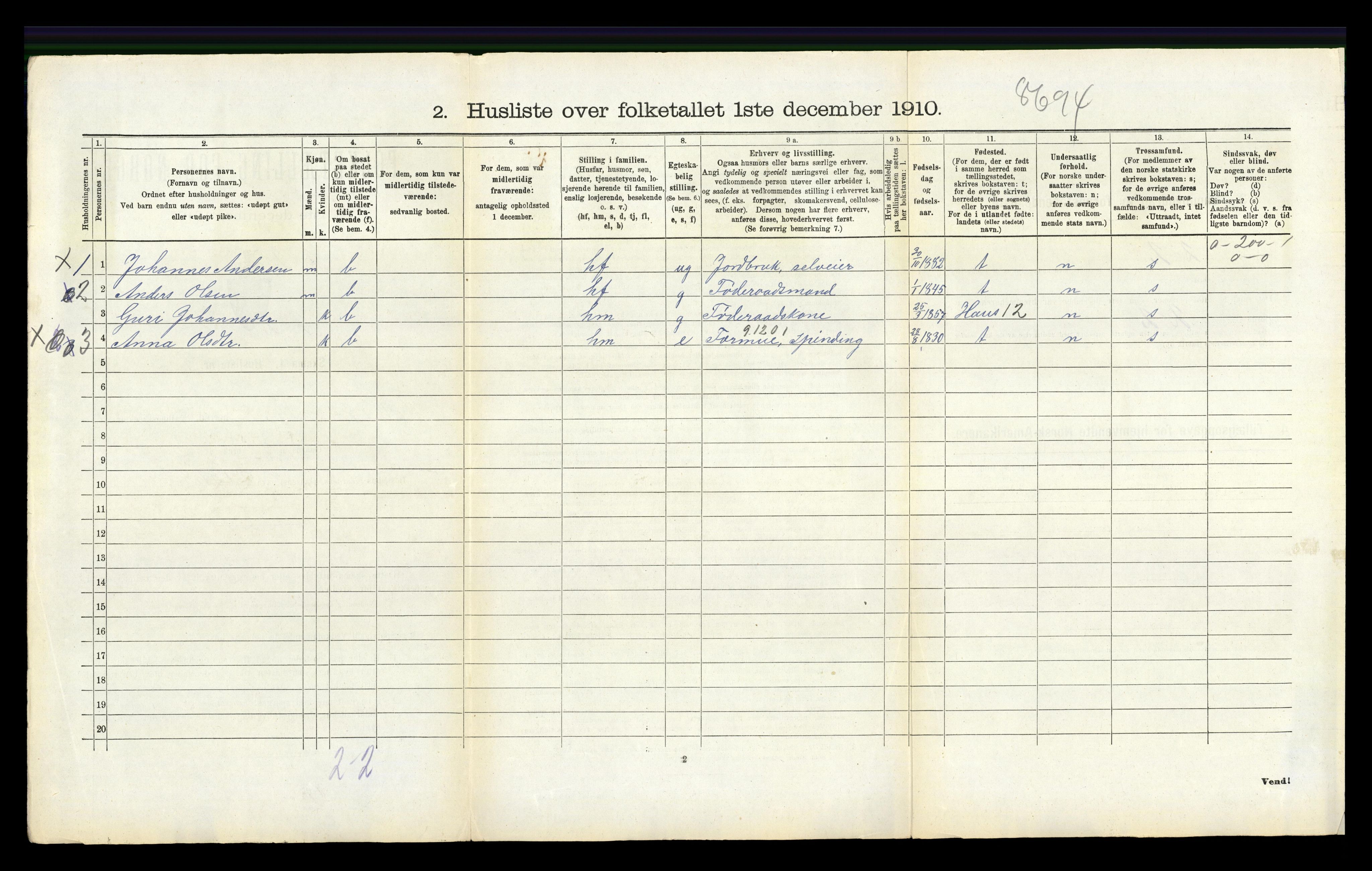 RA, 1910 census for Hamre, 1910, p. 149