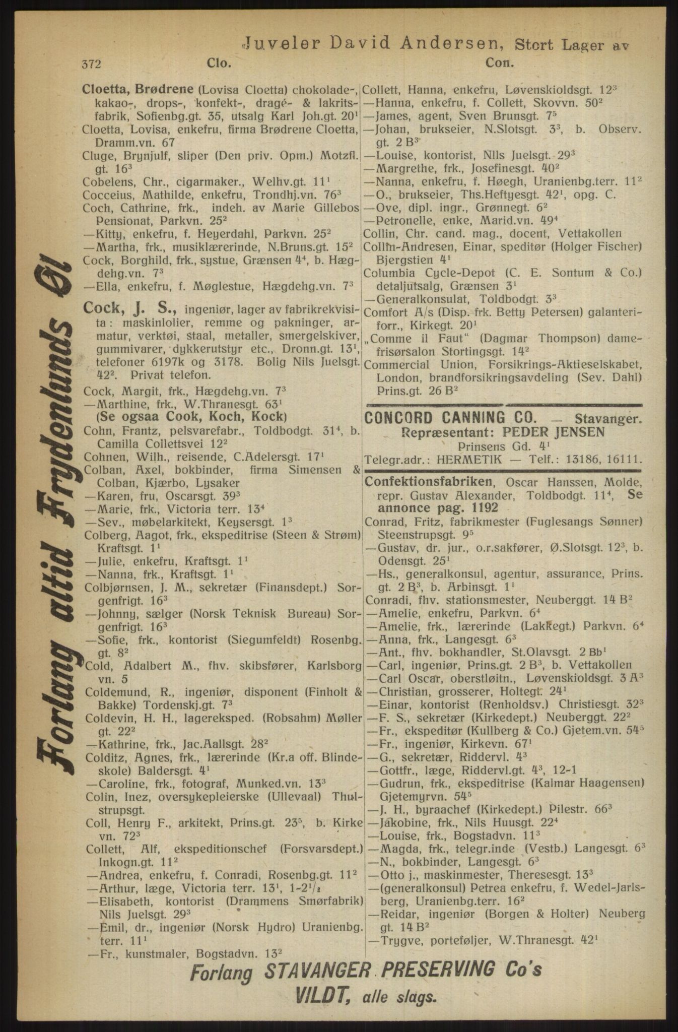 Kristiania/Oslo adressebok, PUBL/-, 1914, p. 372