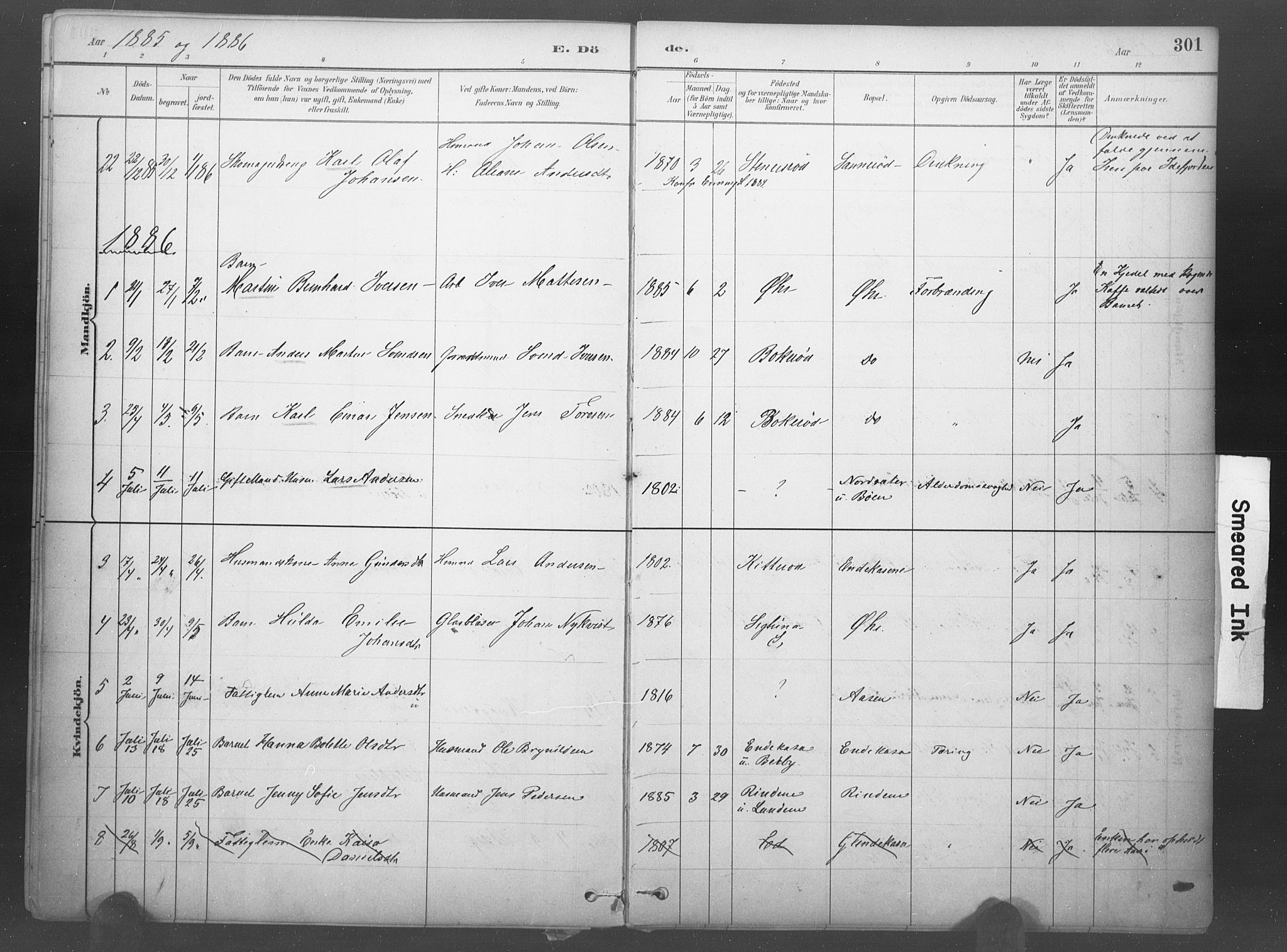 Idd prestekontor Kirkebøker, SAO/A-10911/F/Fb/L0002: Parish register (official) no. II 2, 1882-1923, p. 301