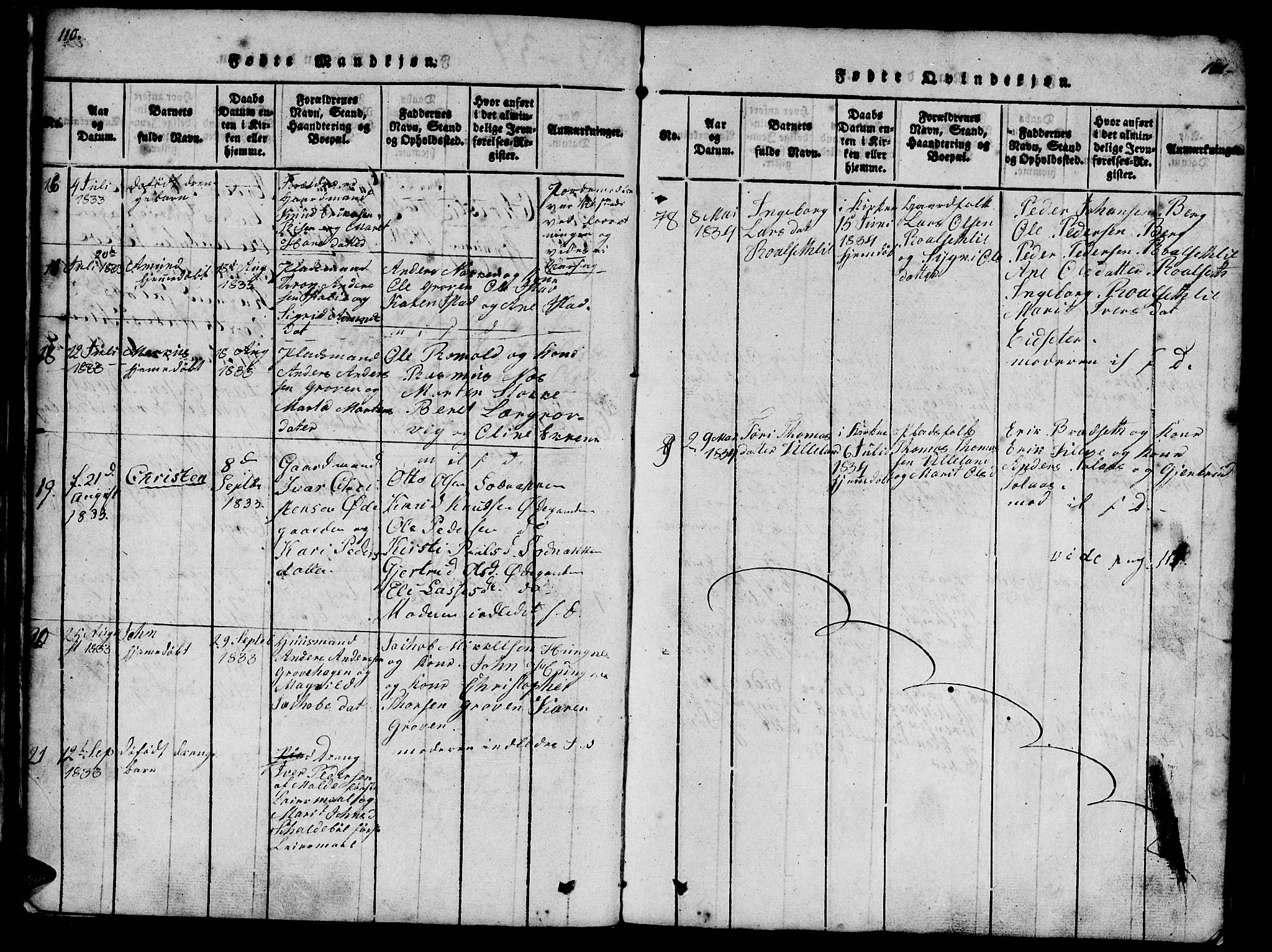 Ministerialprotokoller, klokkerbøker og fødselsregistre - Møre og Romsdal, AV/SAT-A-1454/557/L0679: Parish register (official) no. 557A01, 1818-1843, p. 110-111