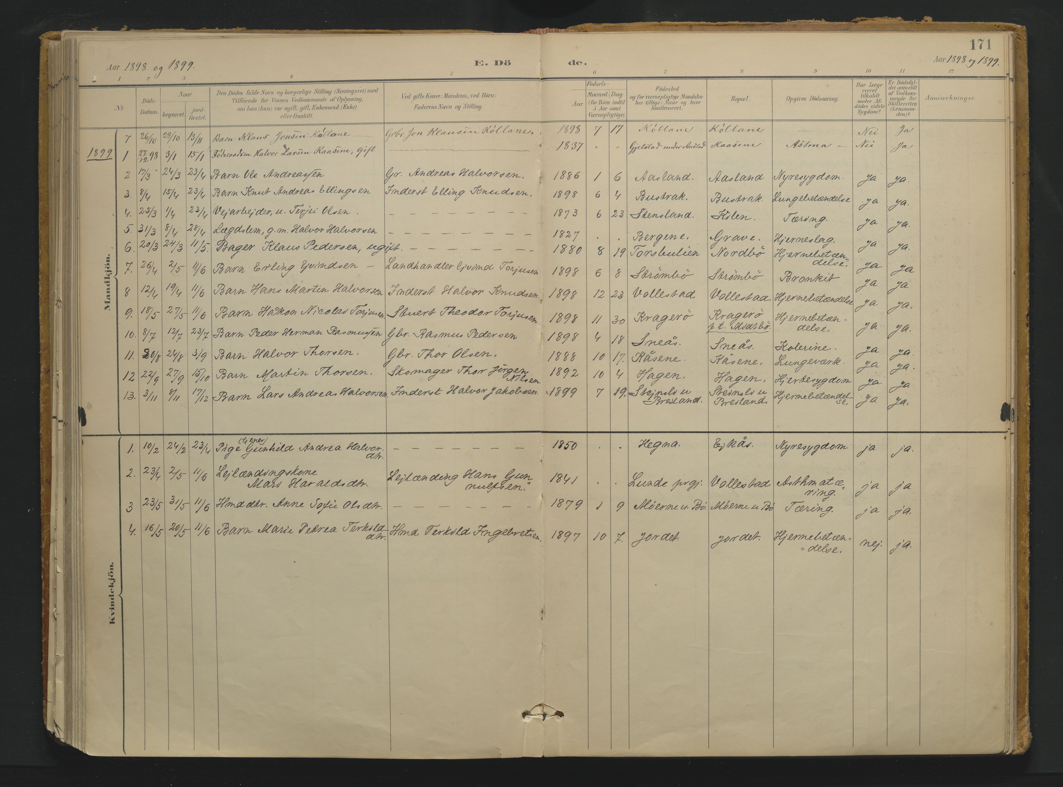 Drangedal kirkebøker, SAKO/A-258/F/Fa/L0013: Parish register (official) no. 13, 1895-1919, p. 171