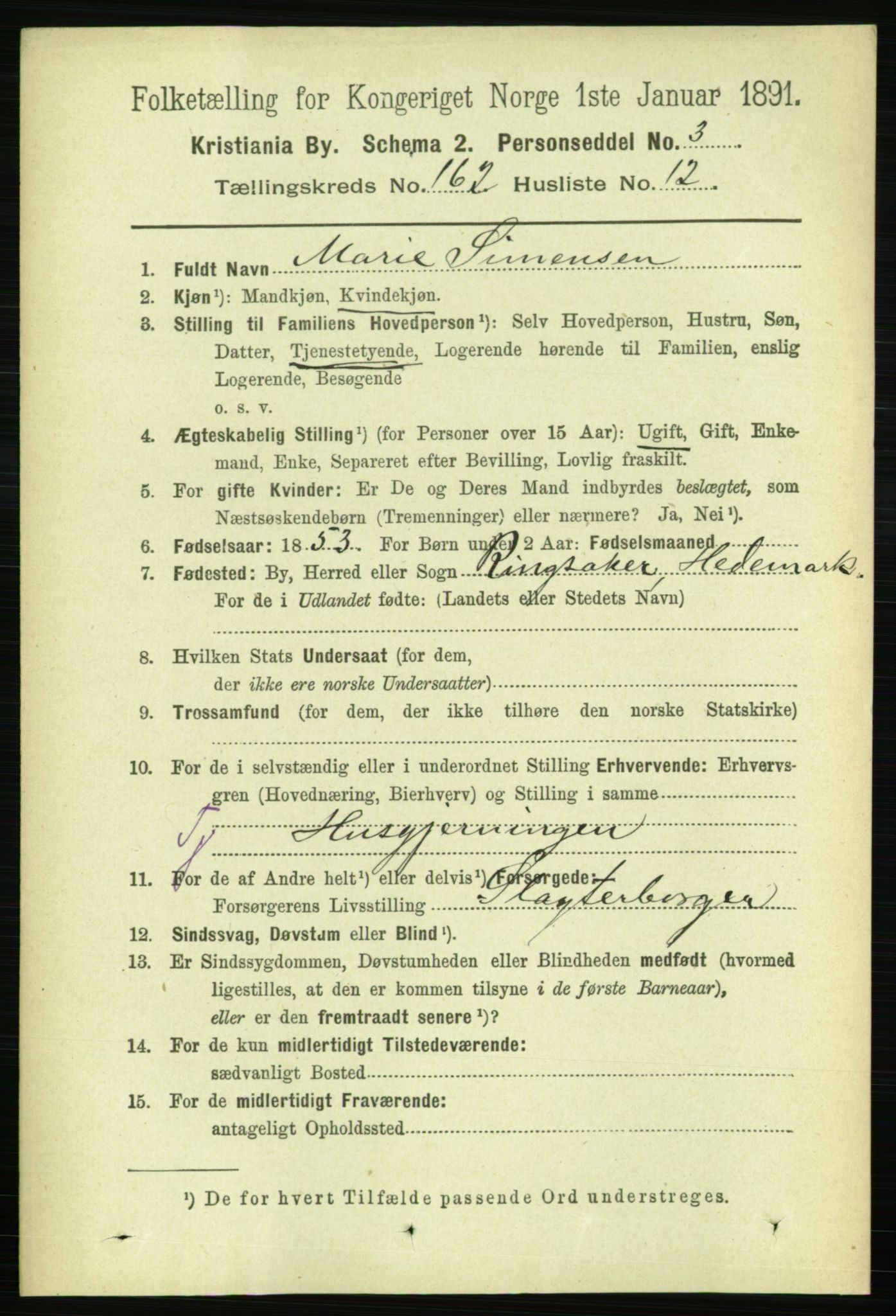 RA, 1891 census for 0301 Kristiania, 1891, p. 93258