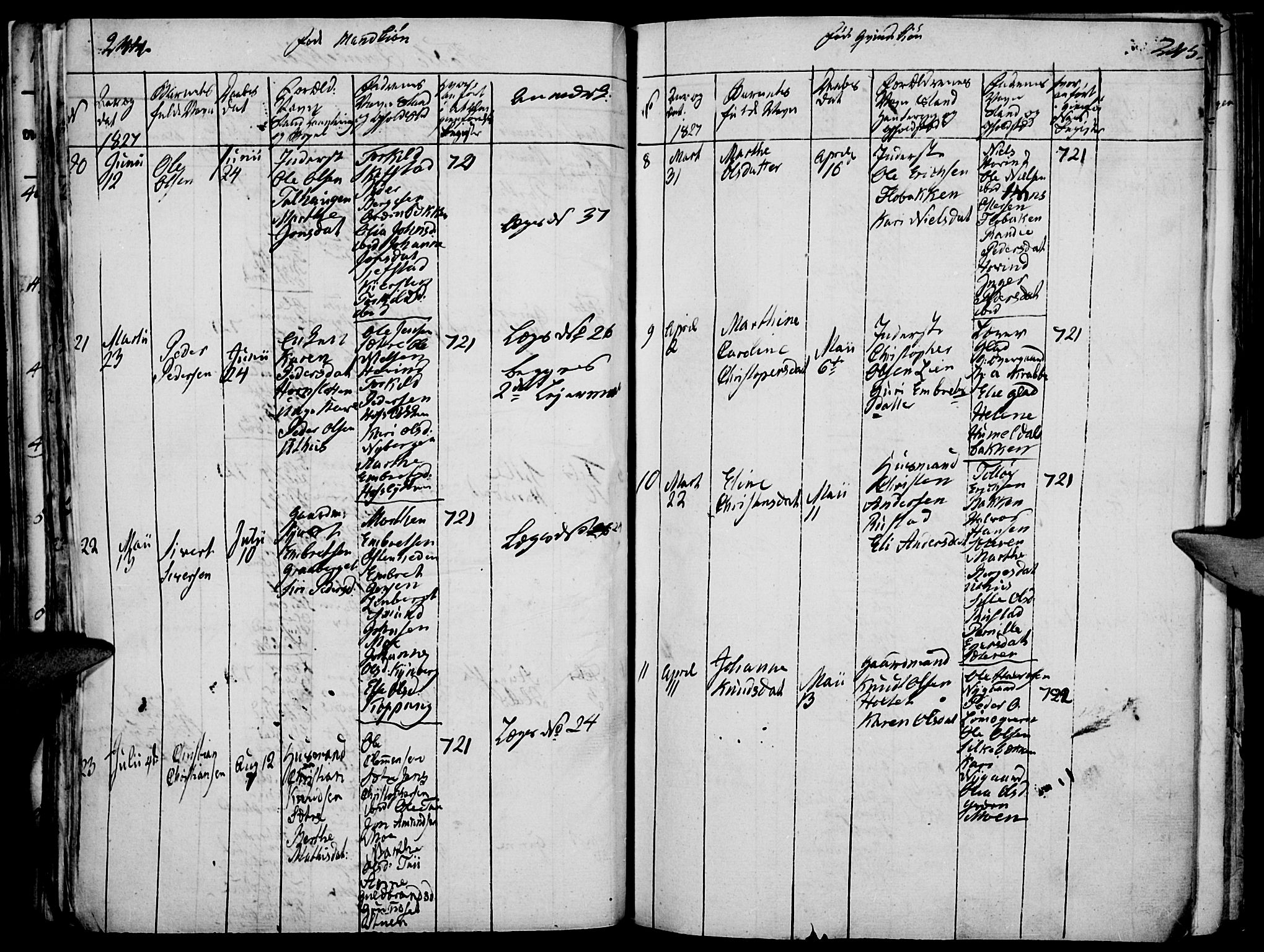 Elverum prestekontor, AV/SAH-PREST-044/H/Ha/Haa/L0007: Parish register (official) no. 7, 1815-1830, p. 244-245