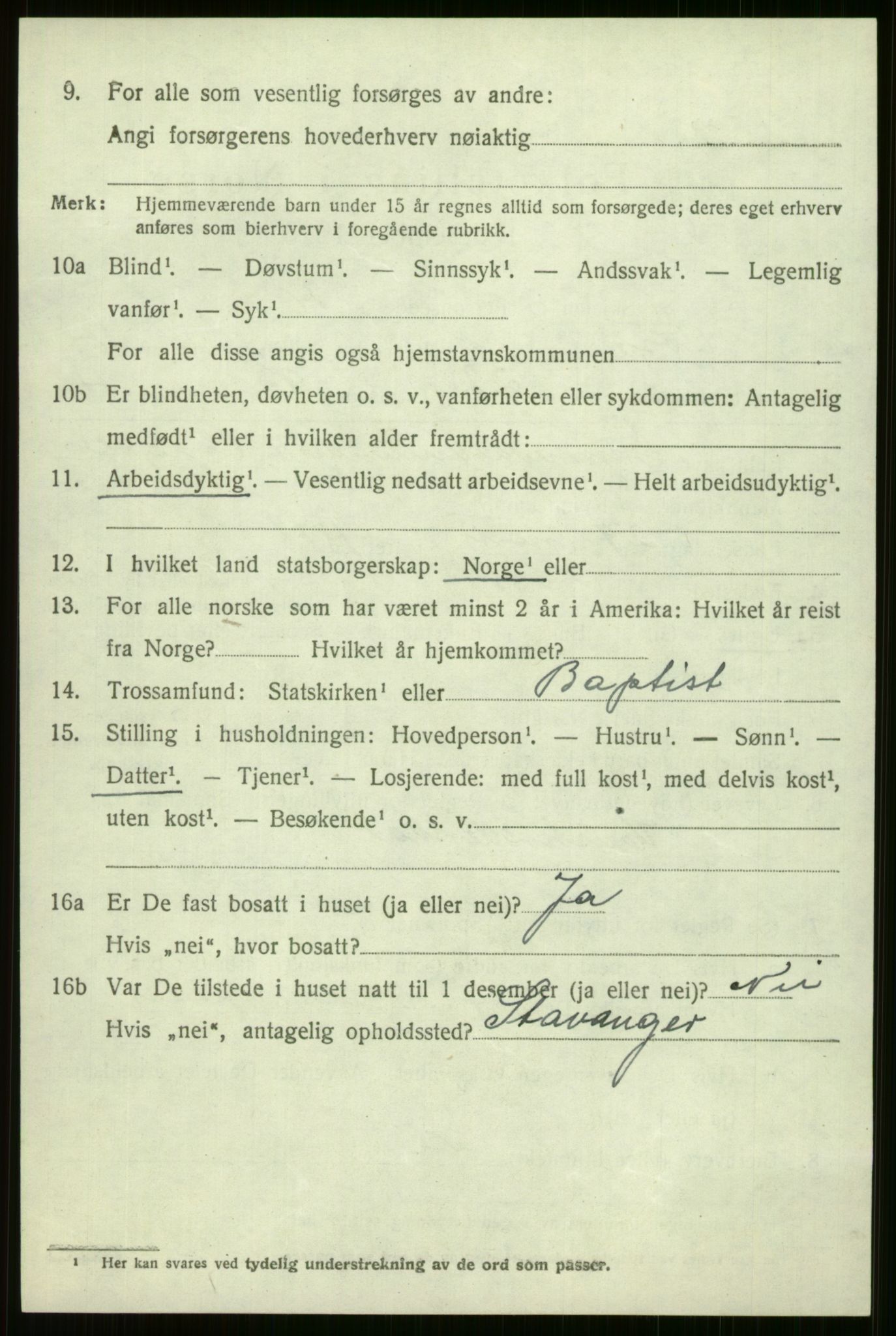 SAB, 1920 census for Voss, 1920, p. 12122