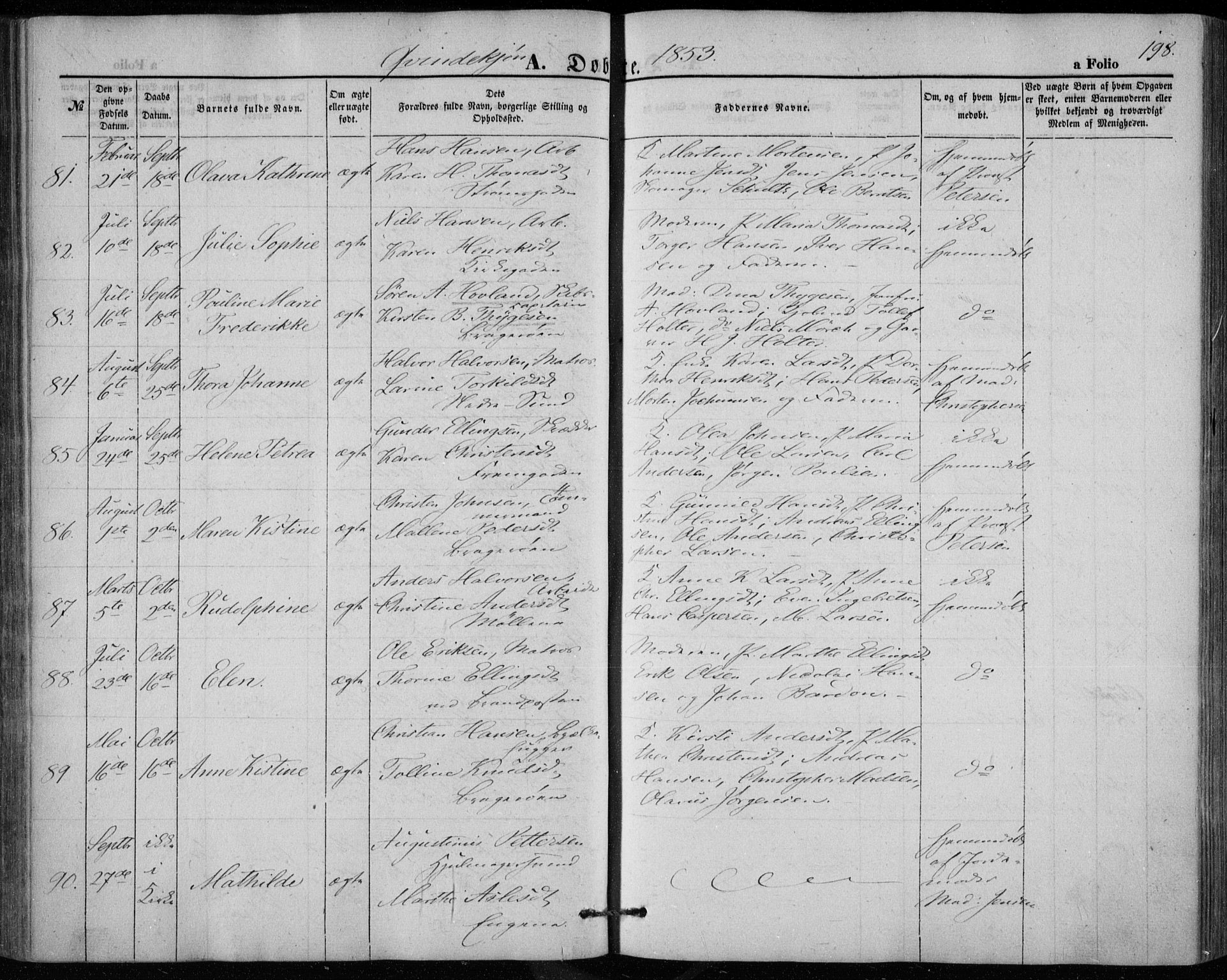 Bragernes kirkebøker, AV/SAKO-A-6/F/Fb/L0002: Parish register (official) no. II 2, 1848-1859, p. 198