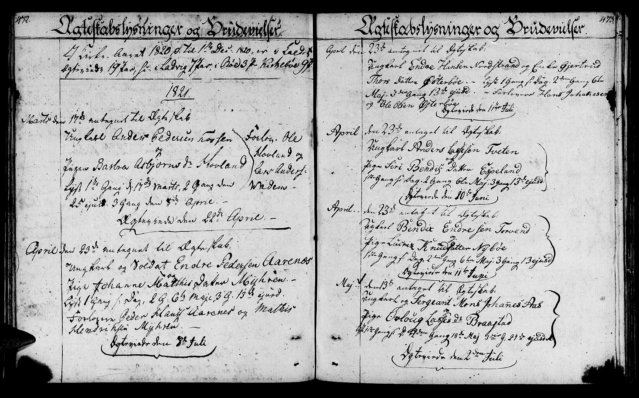 Lavik sokneprestembete, SAB/A-80901: Parish register (official) no. A 1, 1809-1822, p. 472-473