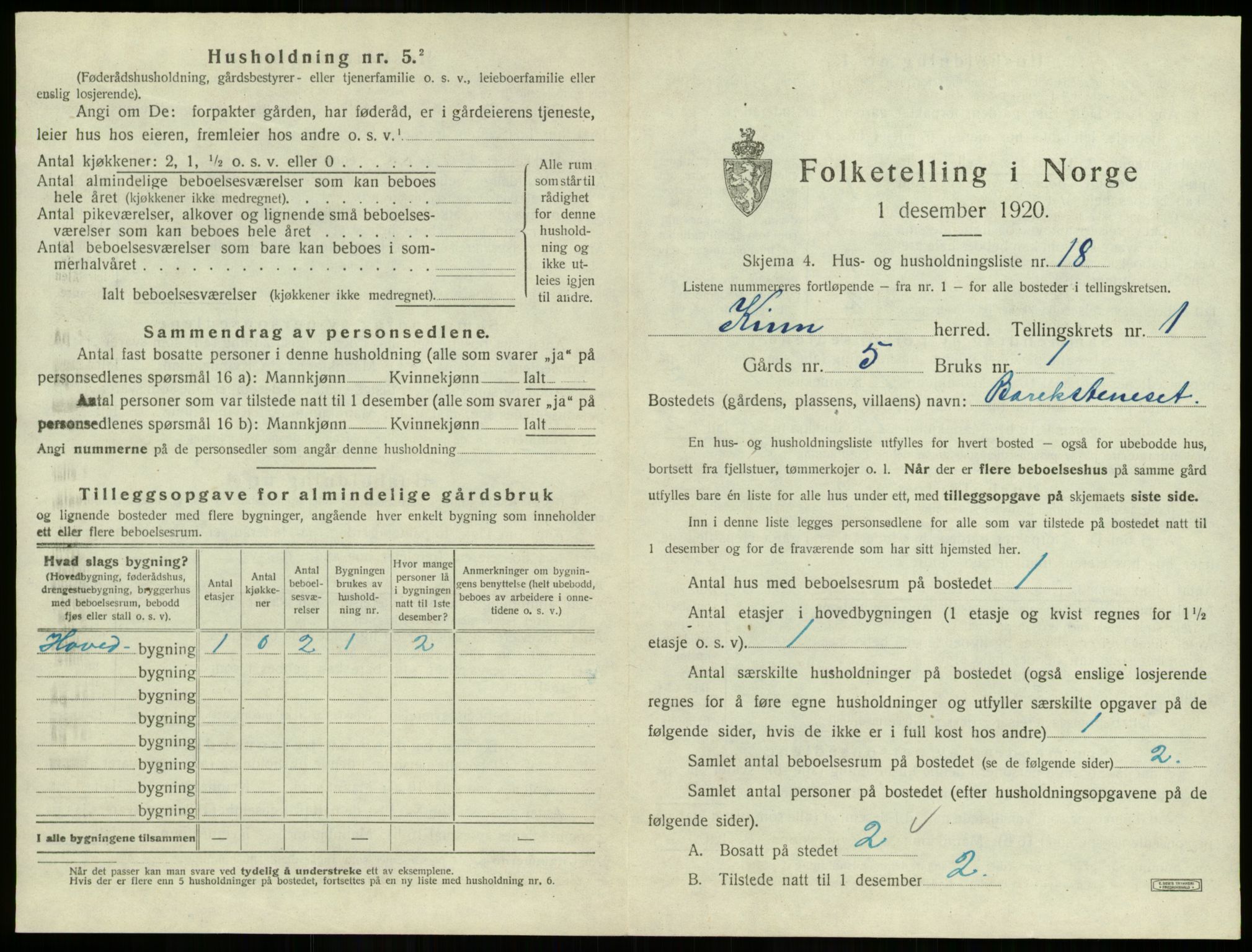 SAB, 1920 census for Kinn, 1920, p. 167