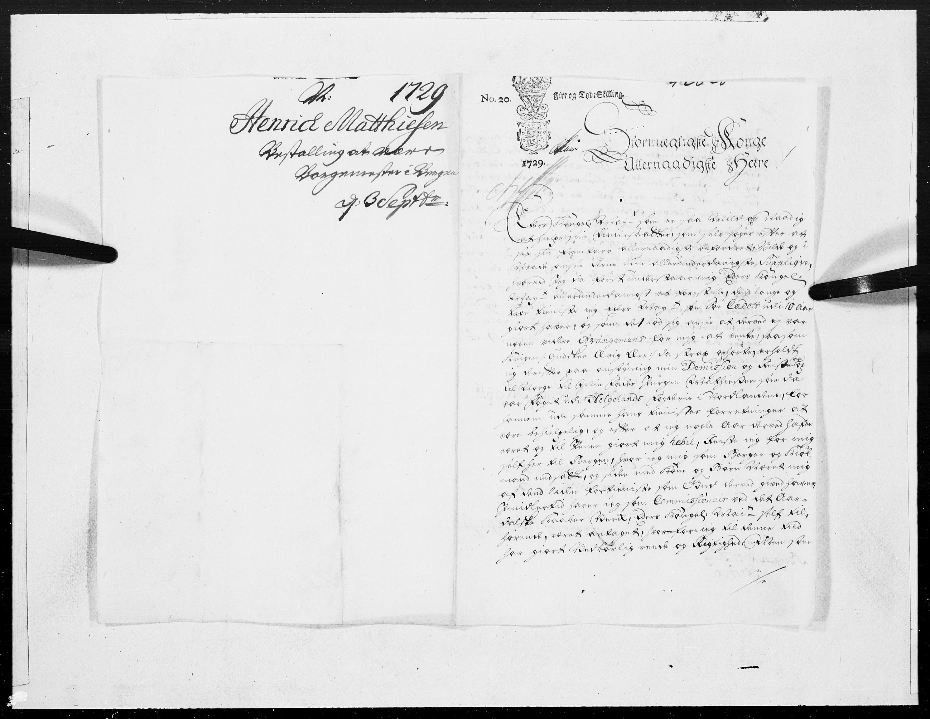 Danske Kanselli 1572-1799, RA/EA-3023/F/Fc/Fcc/Fcca/L0105: Norske innlegg 1572-1799, 1729, p. 143