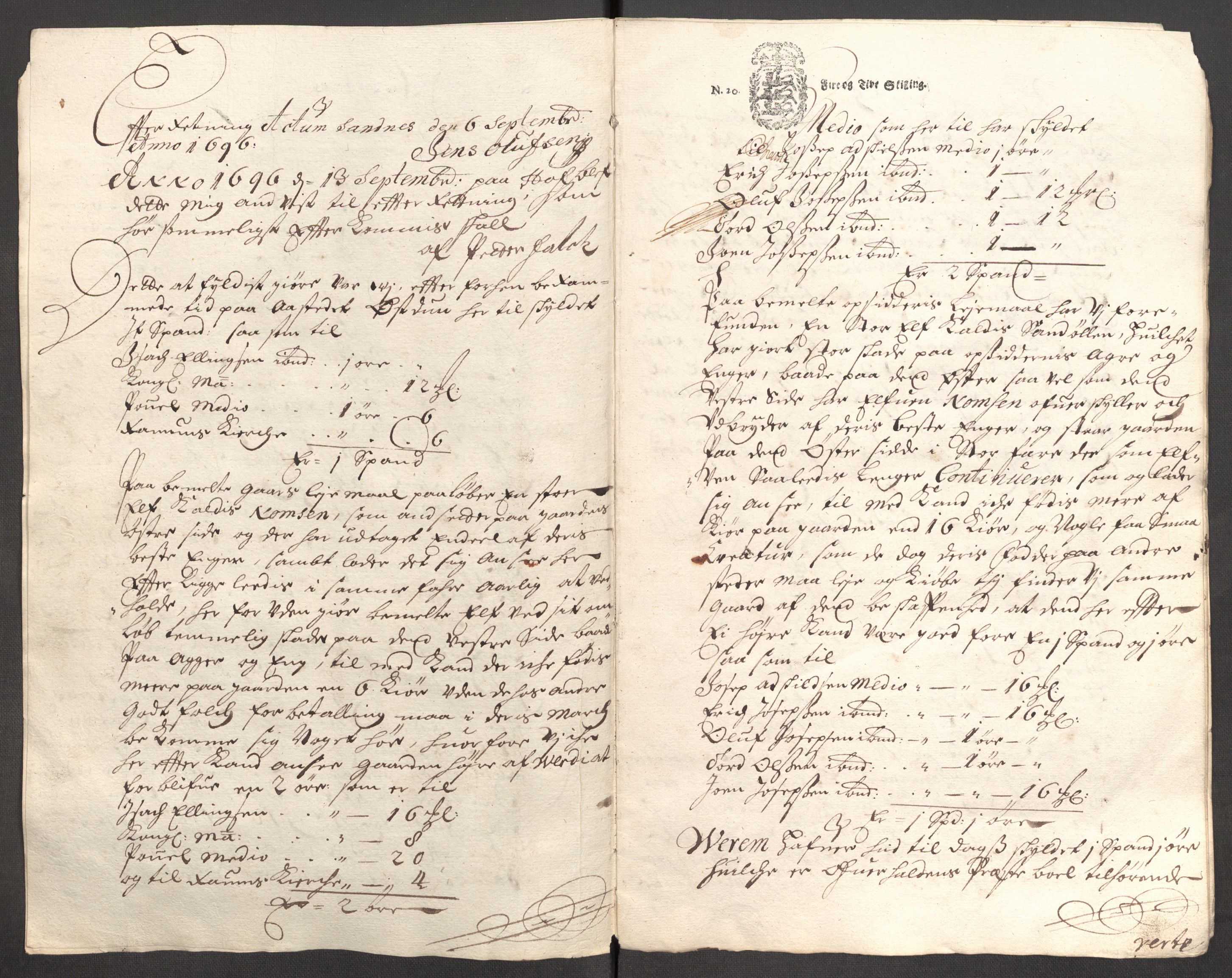 Rentekammeret inntil 1814, Reviderte regnskaper, Fogderegnskap, AV/RA-EA-4092/R64/L4425: Fogderegnskap Namdal, 1696-1698, p. 95