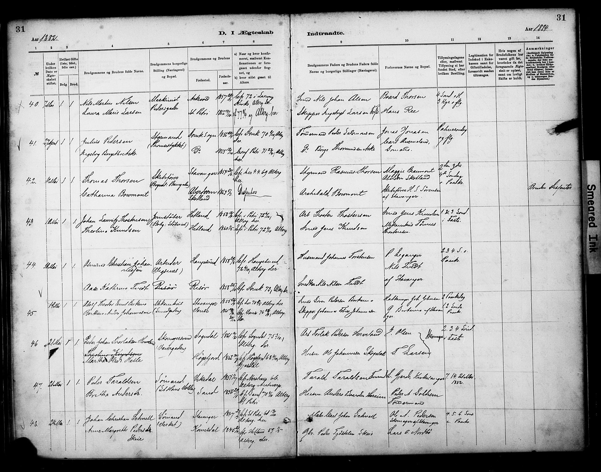 St. Petri sokneprestkontor, AV/SAST-A-101813/001/30/30BA/L0018: Parish register (official) no. A 19, 1879-1900, p. 31