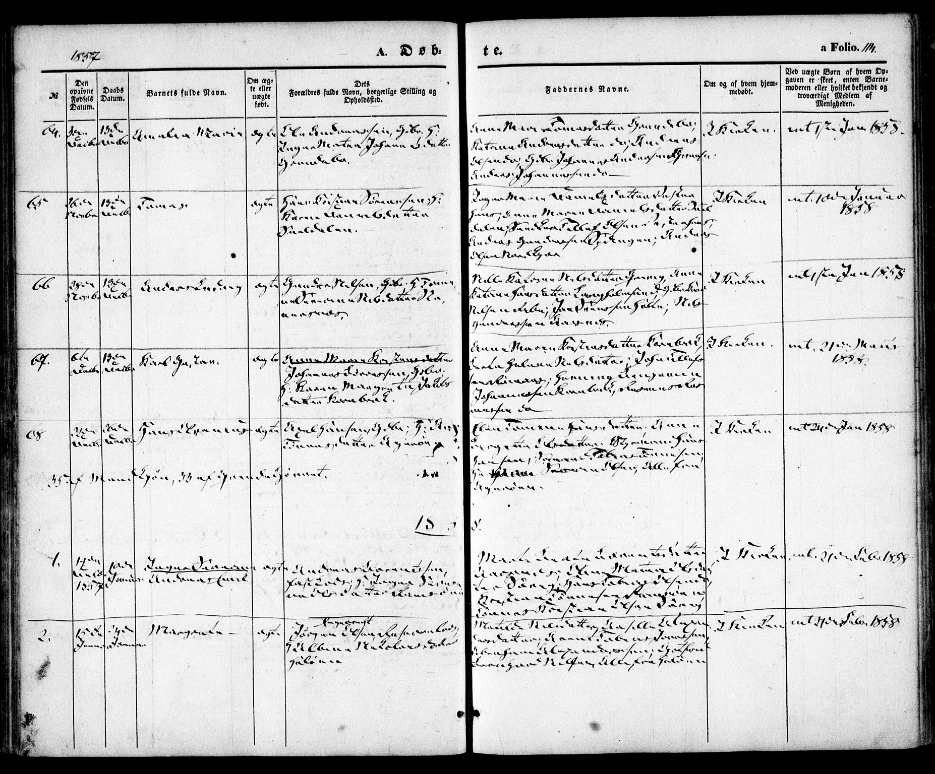 Høvåg sokneprestkontor, SAK/1111-0025/F/Fa/L0003: Parish register (official) no. A 3, 1843-1858, p. 114