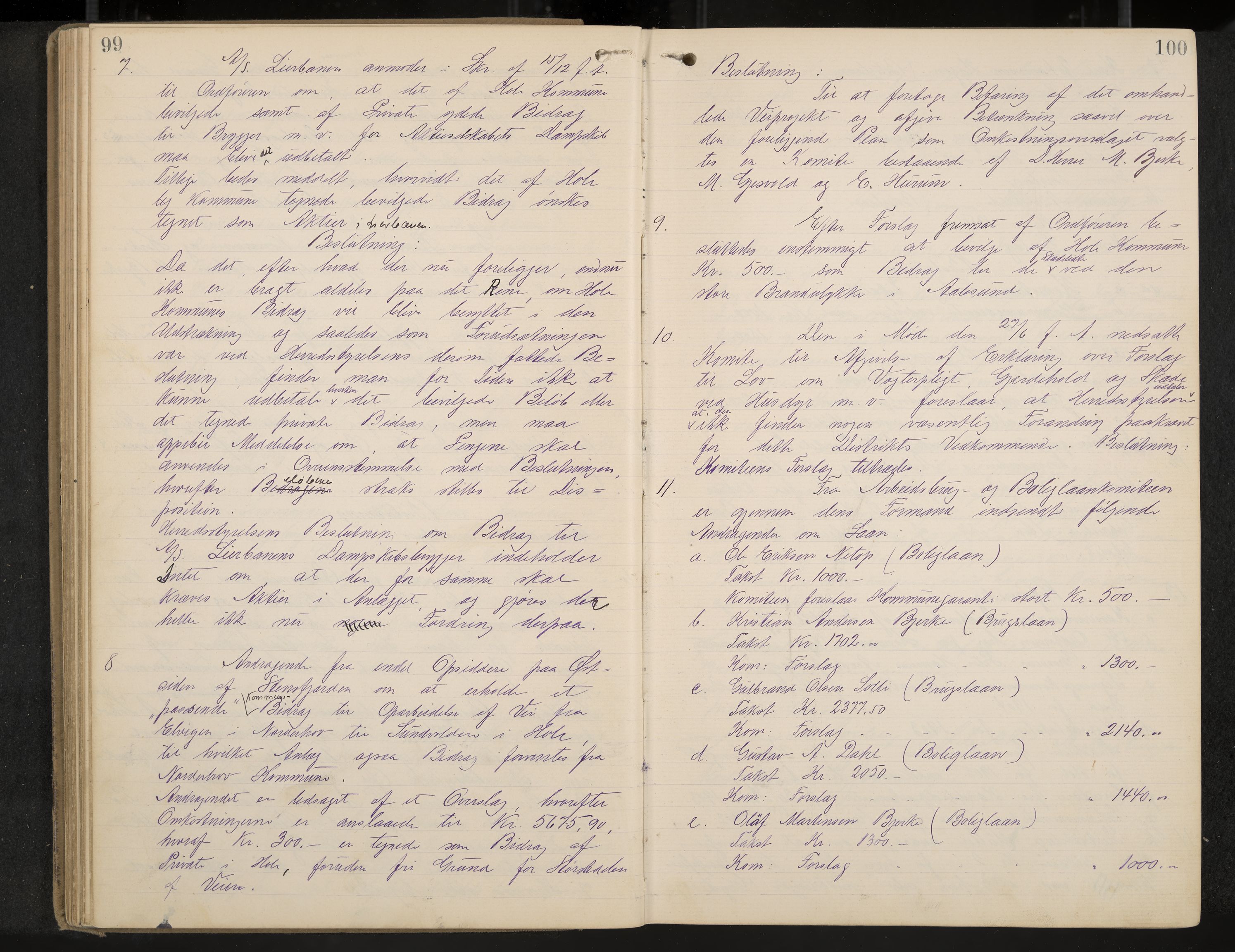 Hole formannskap og sentraladministrasjon, IKAK/0612021-1/A/Aa/L0004: Møtebok med register, 1902-1910, p. 99-100