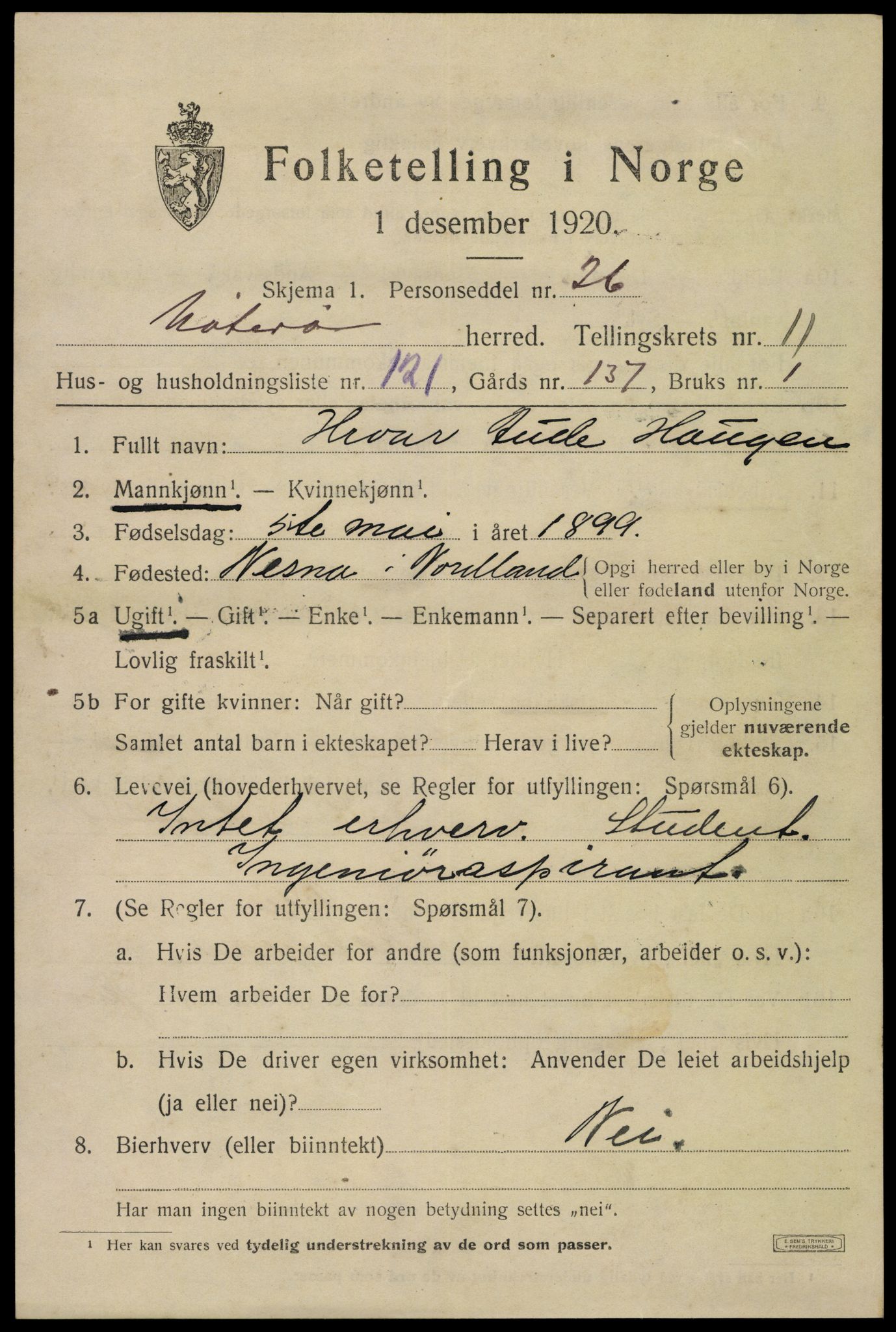 SAKO, 1920 census for Nøtterøy, 1920, p. 14717