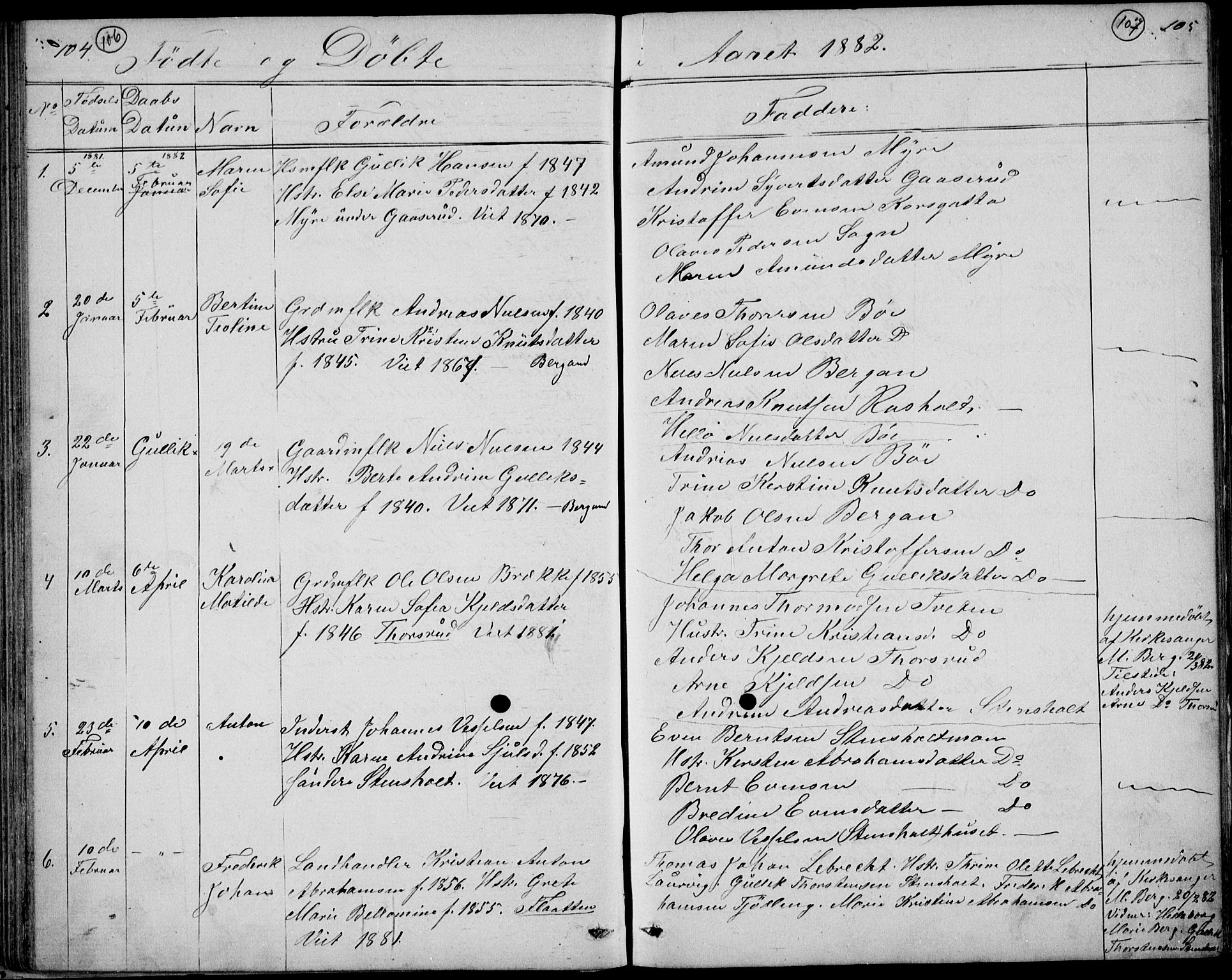 Lardal kirkebøker, AV/SAKO-A-350/G/Gc/L0001: Parish register (copy) no. III 1, 1859-1893, p. 104-105