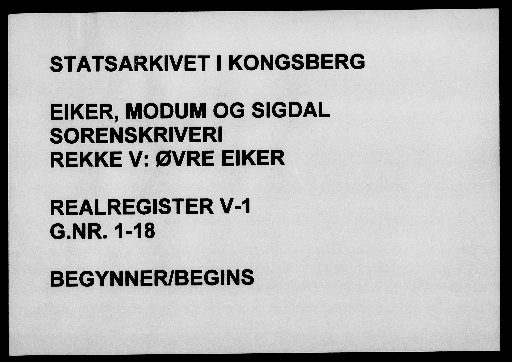 Eiker, Modum og Sigdal sorenskriveri, SAKO/A-123/G/Gb/Gbe/L0001: Mortgage register no. V 1