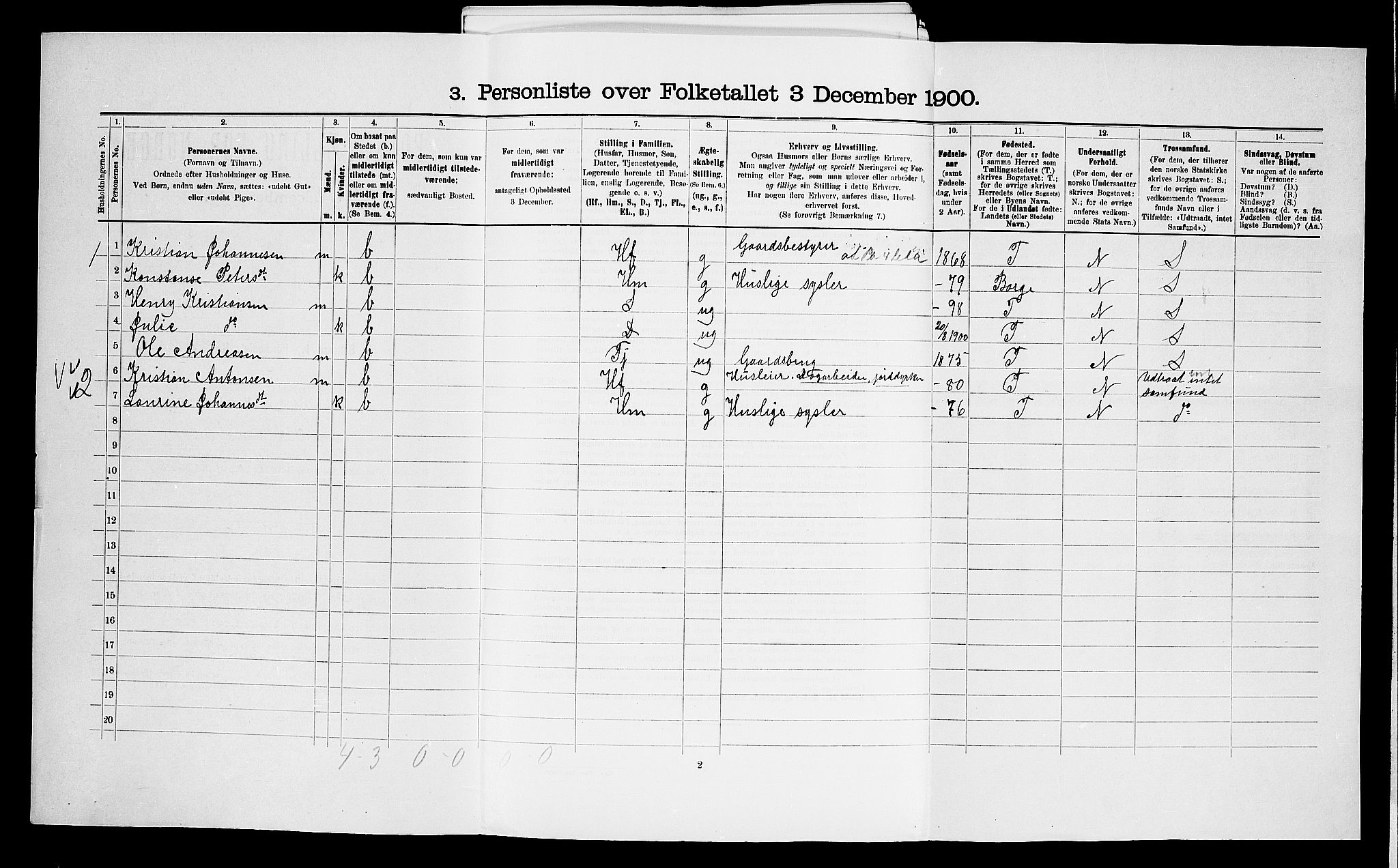 SAO, 1900 census for Skjeberg, 1900, p. 38