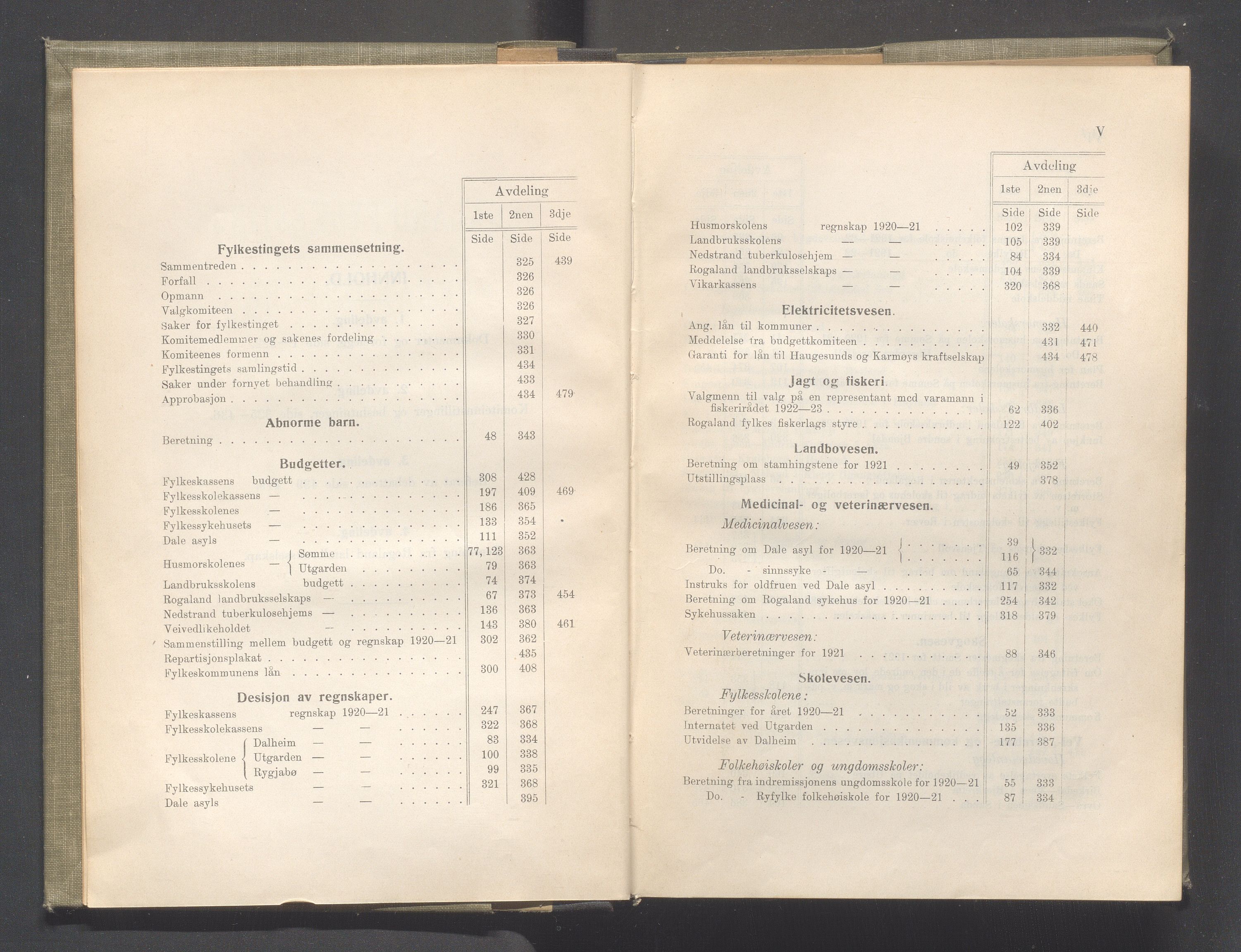Rogaland fylkeskommune - Fylkesrådmannen , IKAR/A-900/A/Aa/Aaa/L0041: Møtebok , 1922, p. IV-V