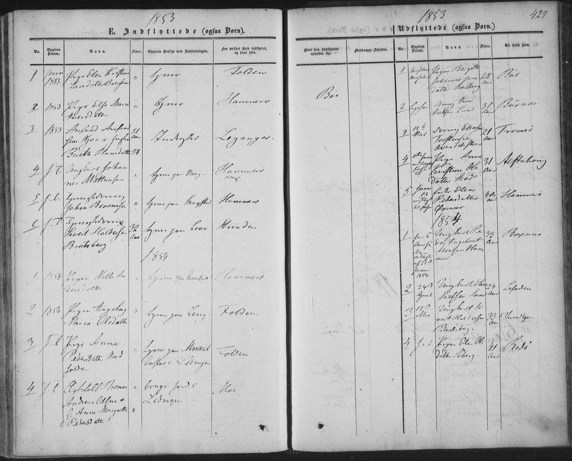 Ministerialprotokoller, klokkerbøker og fødselsregistre - Nordland, SAT/A-1459/855/L0800: Parish register (official) no. 855A08, 1852-1864, p. 427