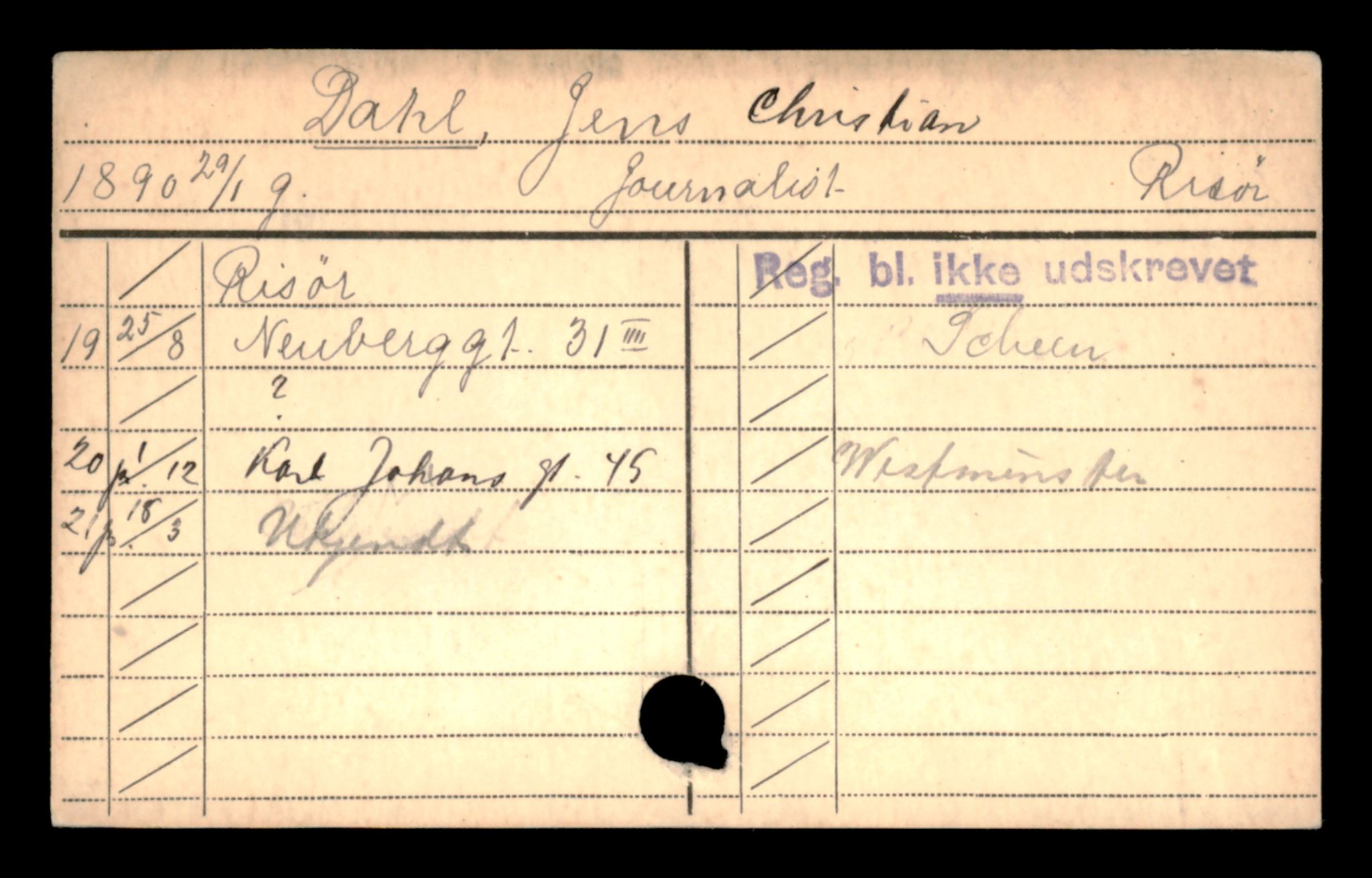 Oslo folkeregister, Registerkort, AV/SAO-A-11715/D/Da/L0014: Menn: Dahl Jens - Dinesen Johan, 1906-1919