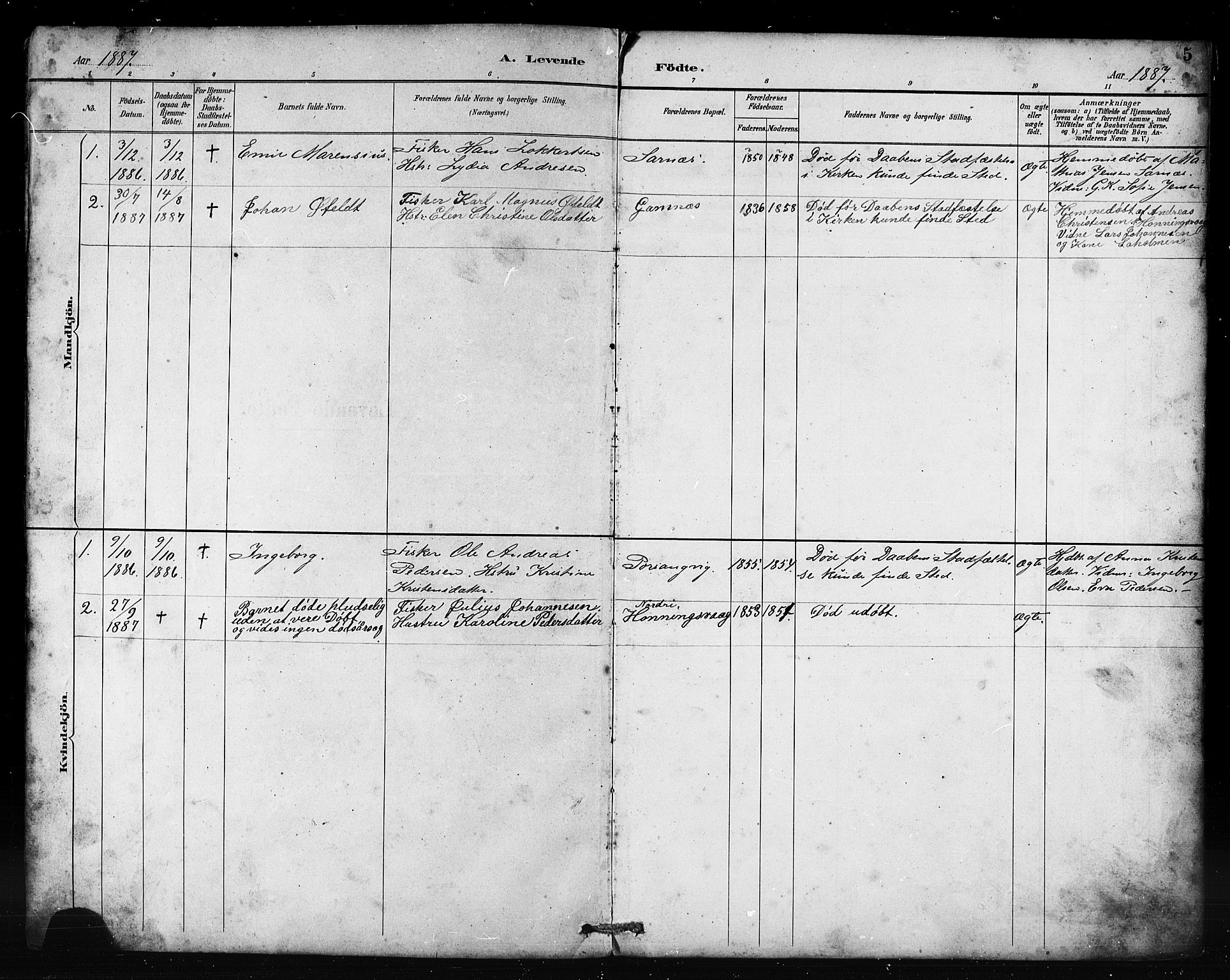 Kjelvik/Nordkapp sokneprestkontor, AV/SATØ-S-1350/J/Ja/L0027: Other parish register no. 27, 1887-1918, p. 5