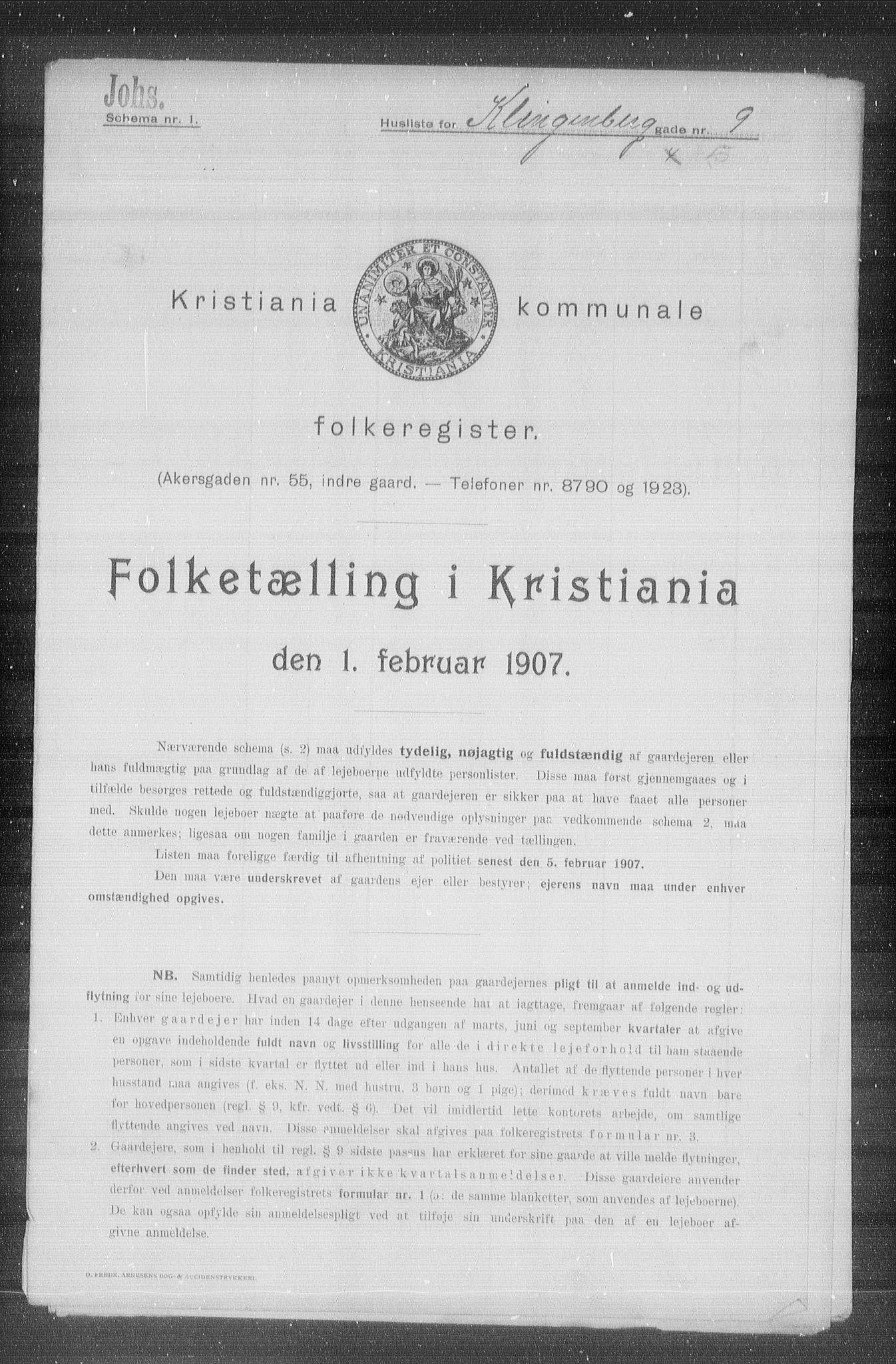 OBA, Municipal Census 1907 for Kristiania, 1907, p. 26398