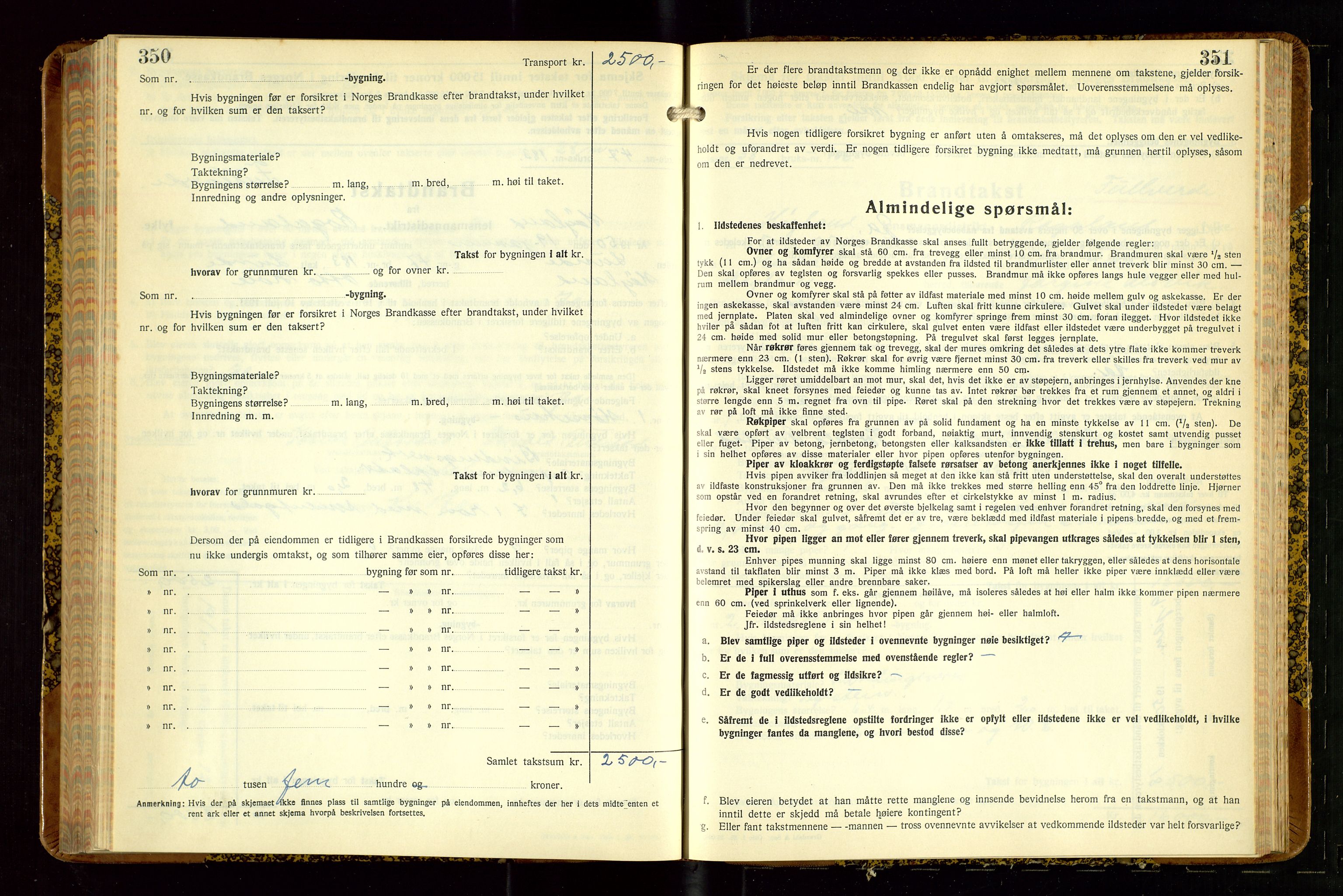 Høyland/Sandnes lensmannskontor, AV/SAST-A-100166/Gob/L0008: "Branntakstprotokoll", 1940-1952, p. 350-351