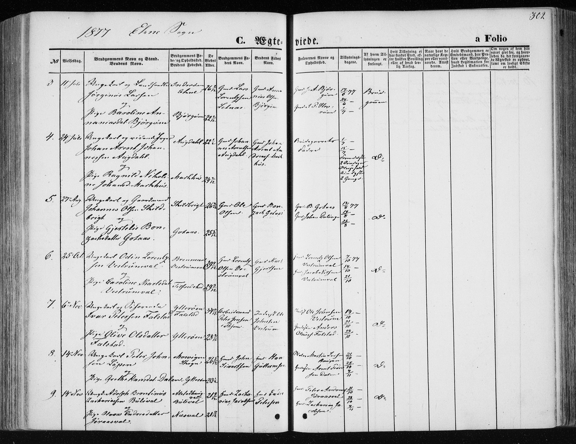 Ministerialprotokoller, klokkerbøker og fødselsregistre - Nord-Trøndelag, SAT/A-1458/717/L0158: Parish register (official) no. 717A08 /2, 1863-1877, p. 302
